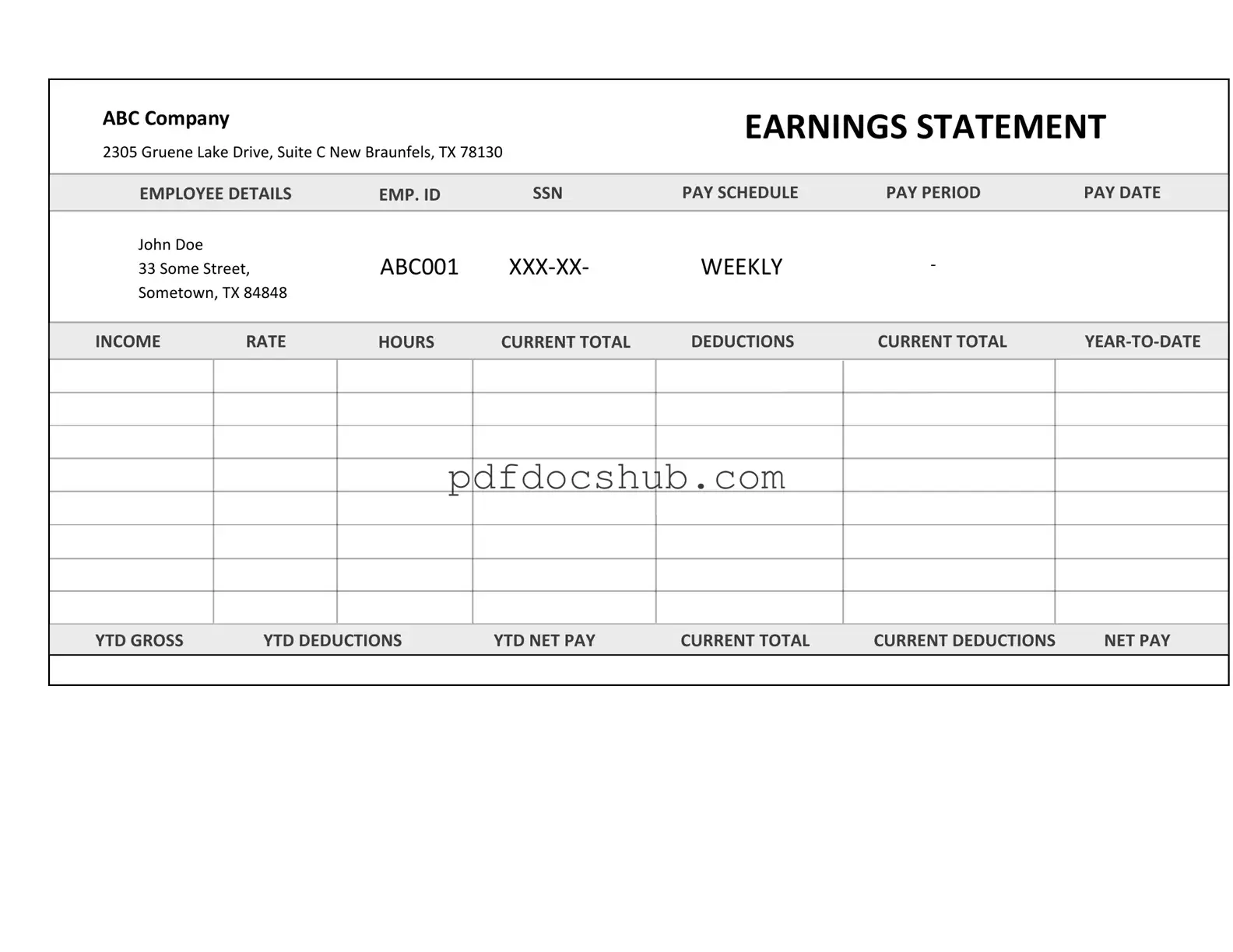 Independent Contractor Pay Stub Template