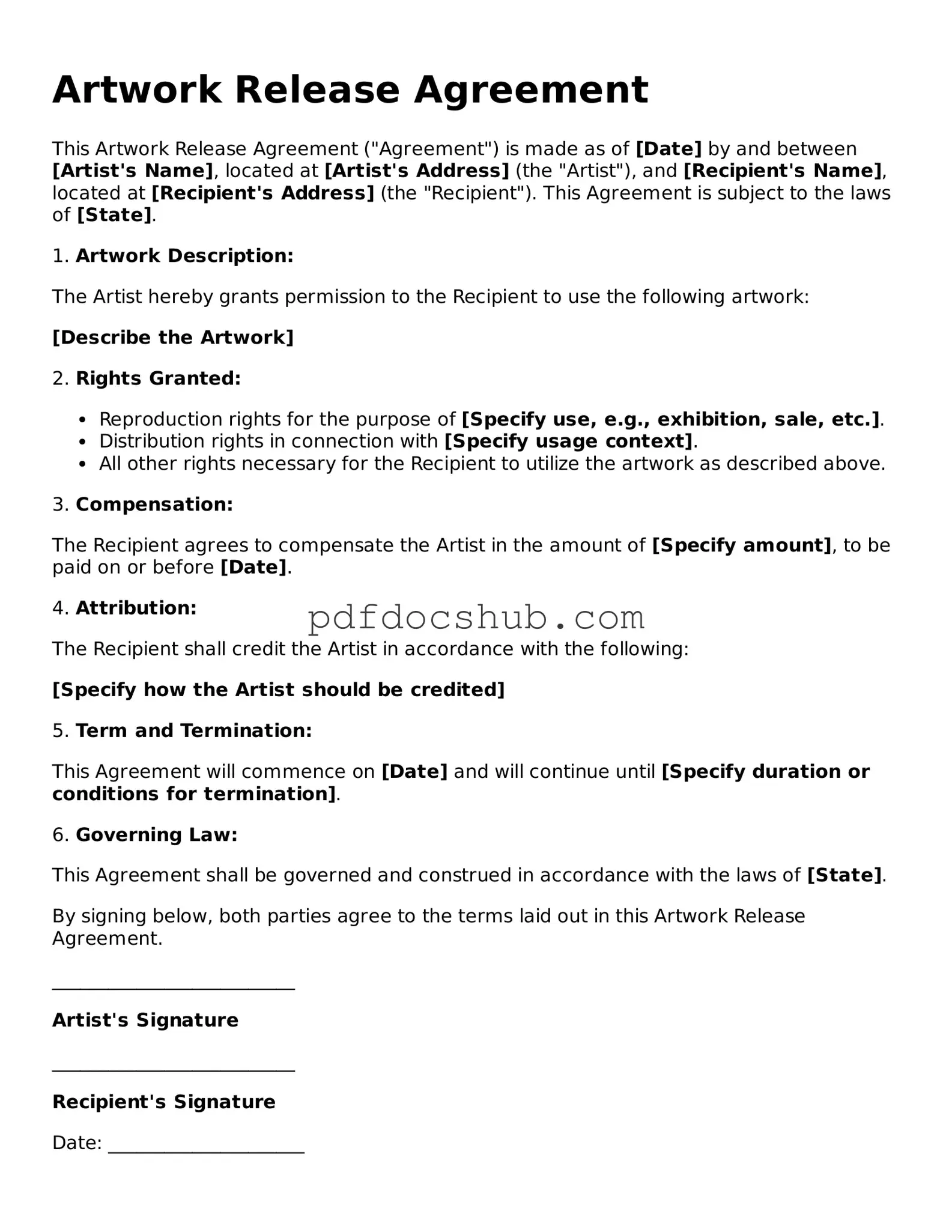 Legal Artwork Release Template