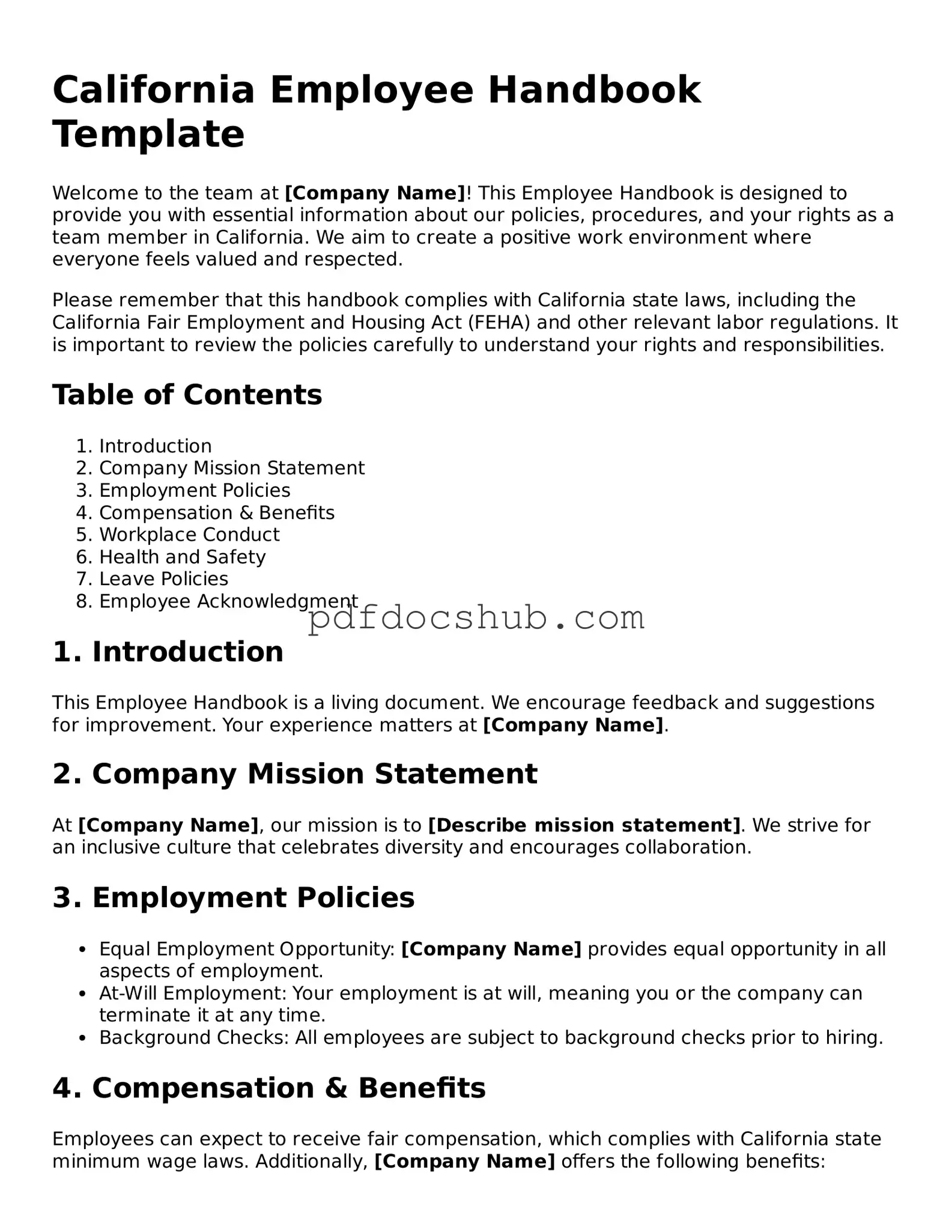 Attorney-Approved California Employee Handbook Form