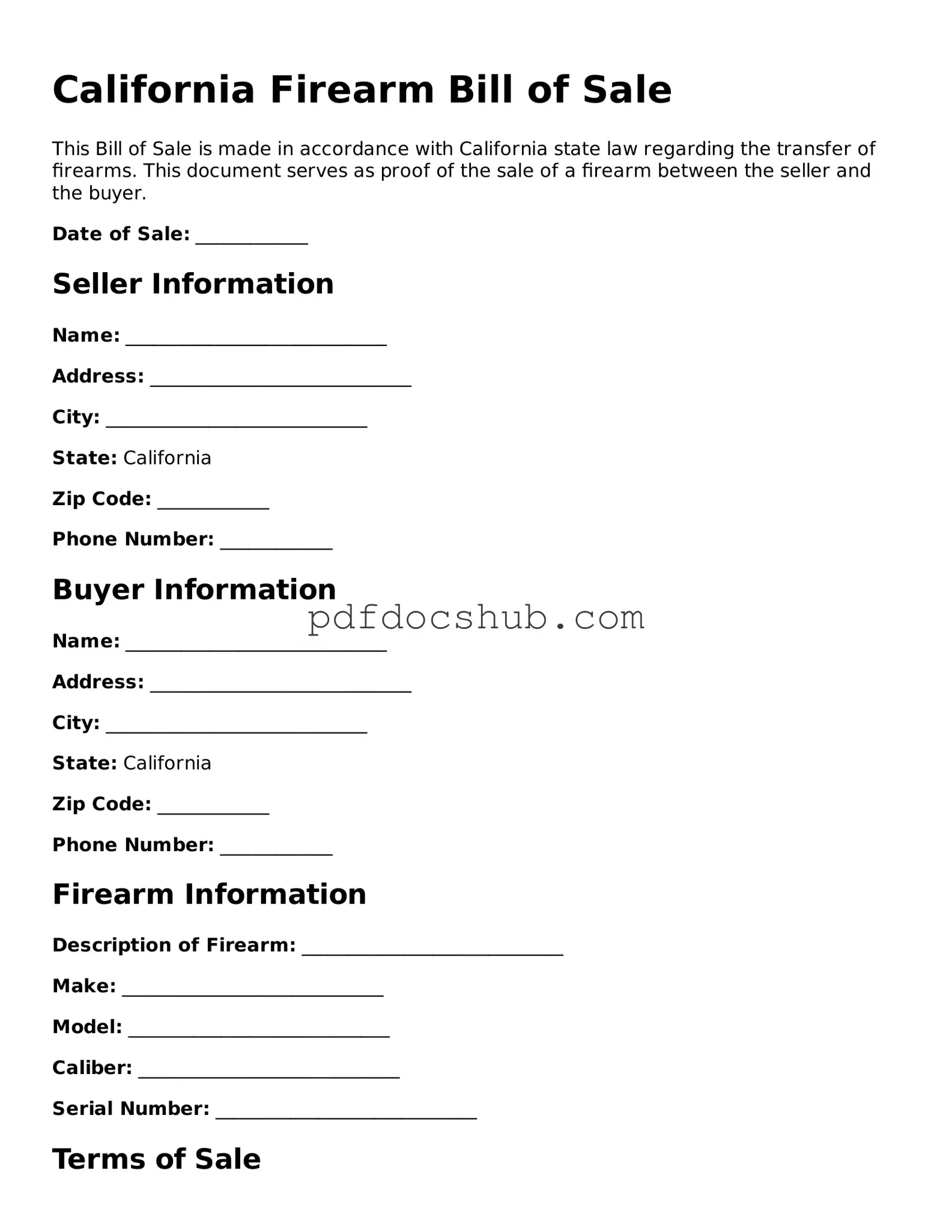 Attorney-Approved California Firearm Bill of Sale Form