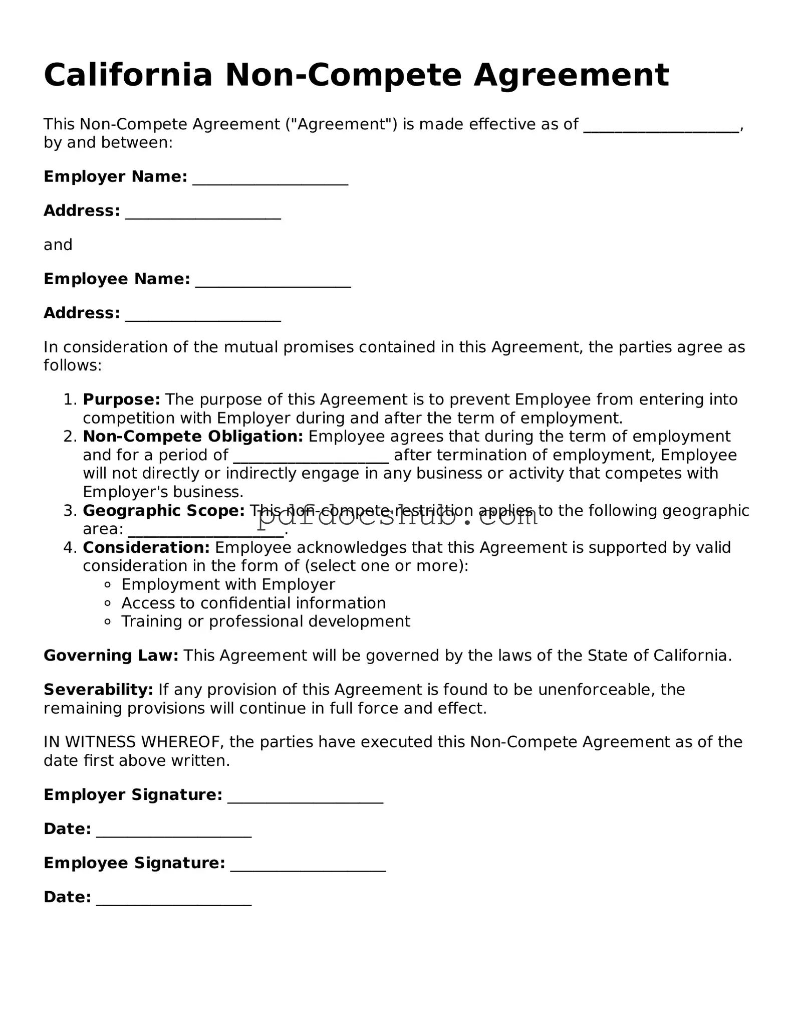 Attorney-Approved California Non-compete Agreement Form
