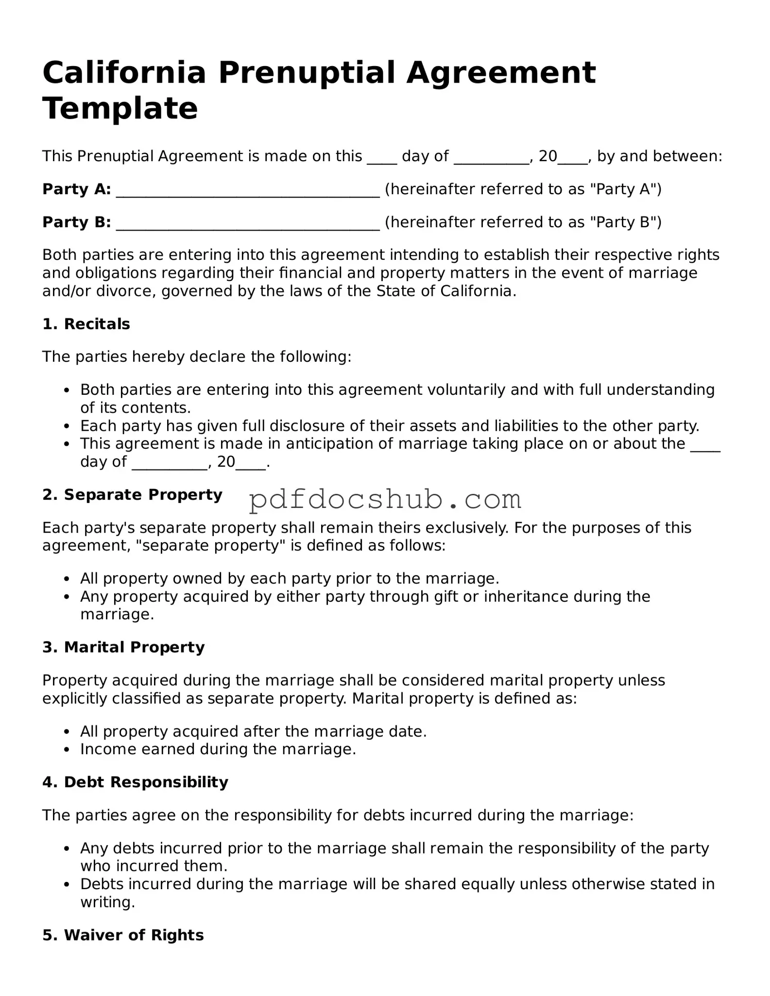 Attorney-Approved California Prenuptial Agreement Form