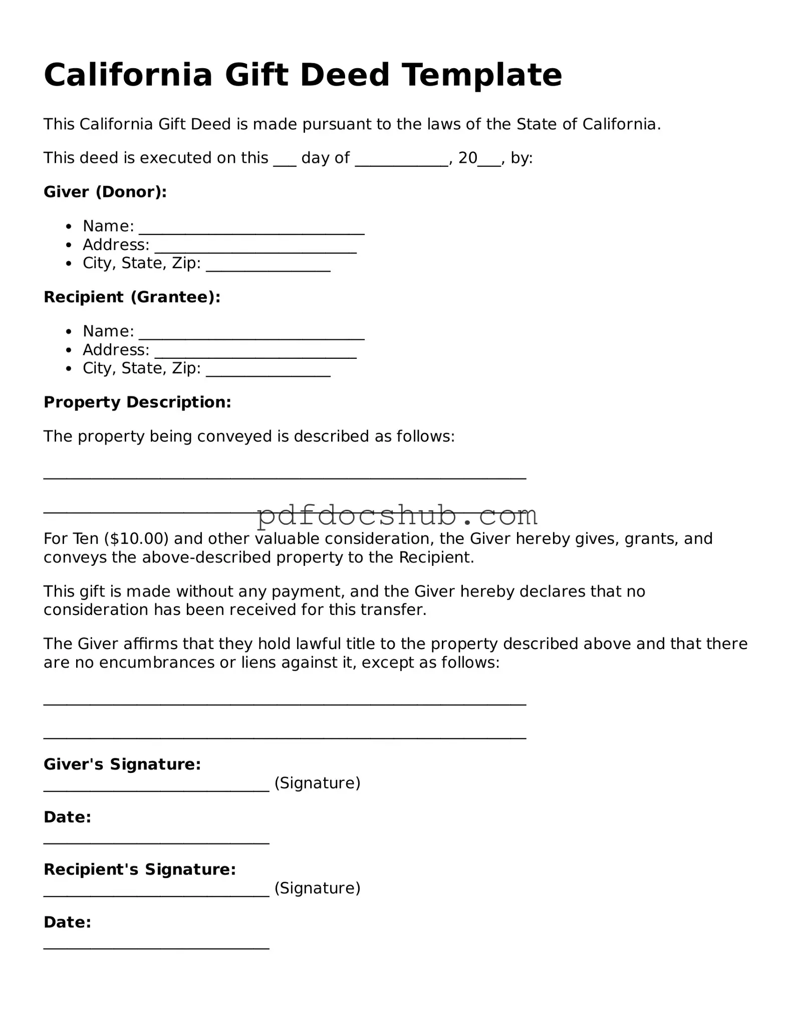 Attorney-Approved California Gift Deed Form
