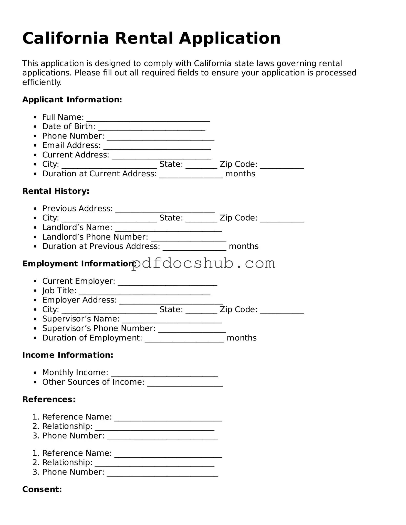 Attorney-Approved California Rental Application Form