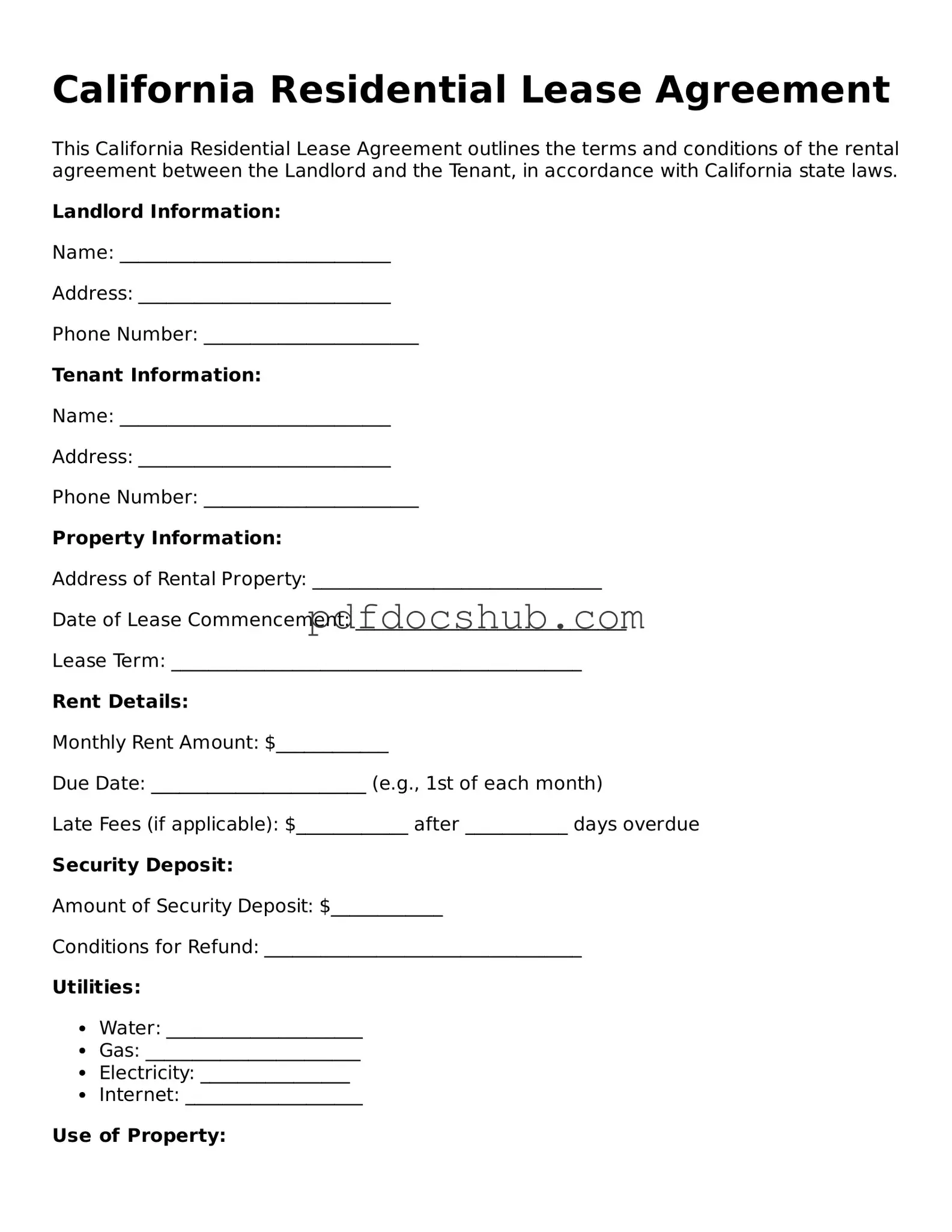 Attorney-Approved California Residential Lease Agreement Form