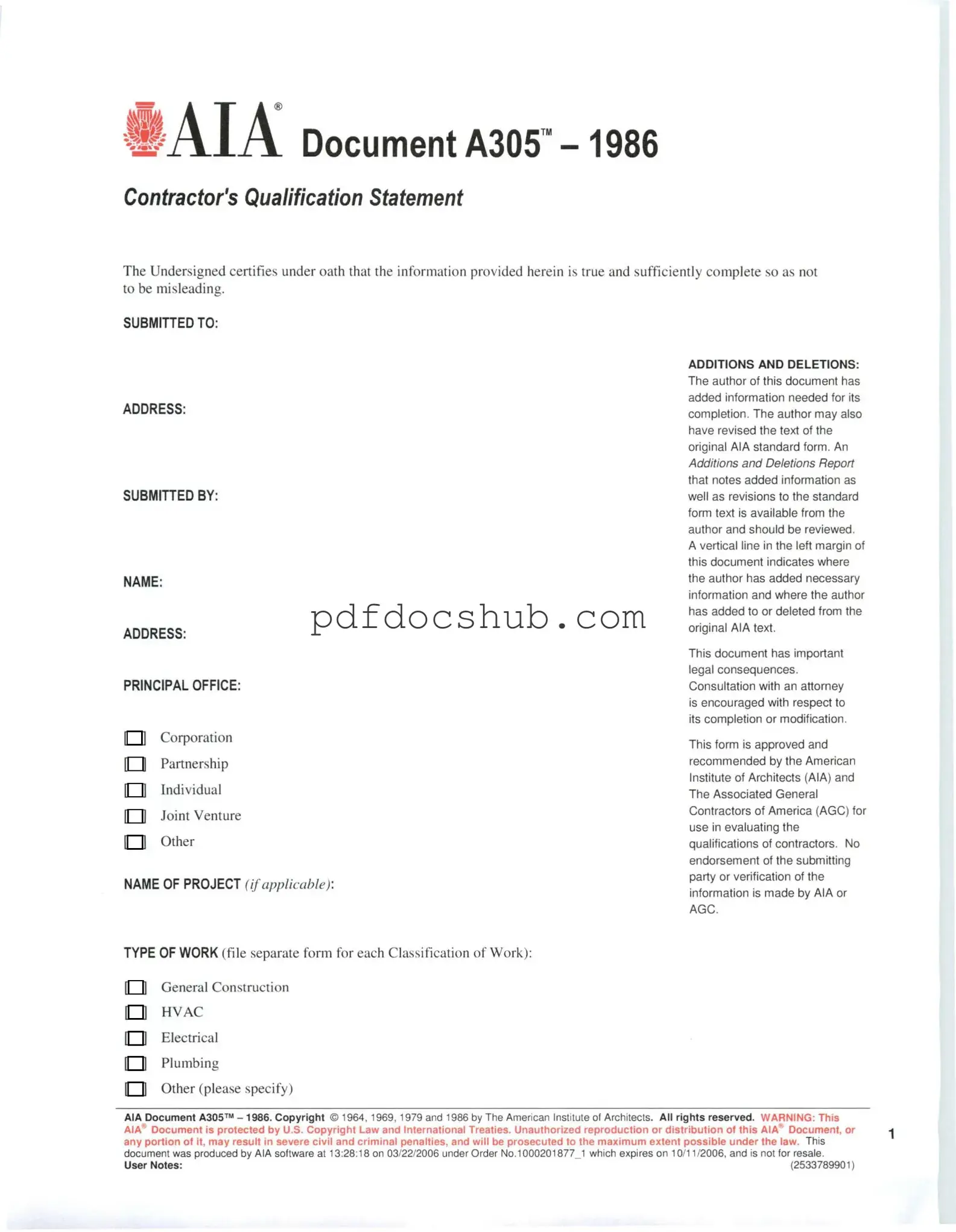 AIA A305 Template
