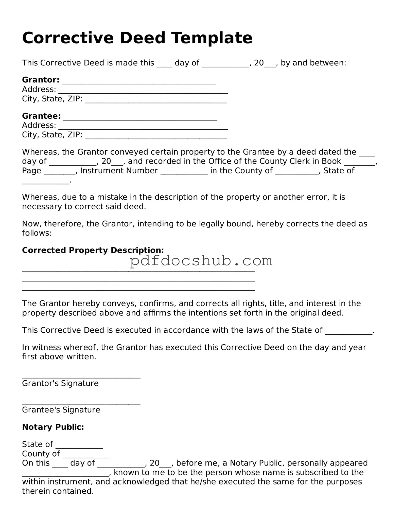 Legal Corrective Deed Template