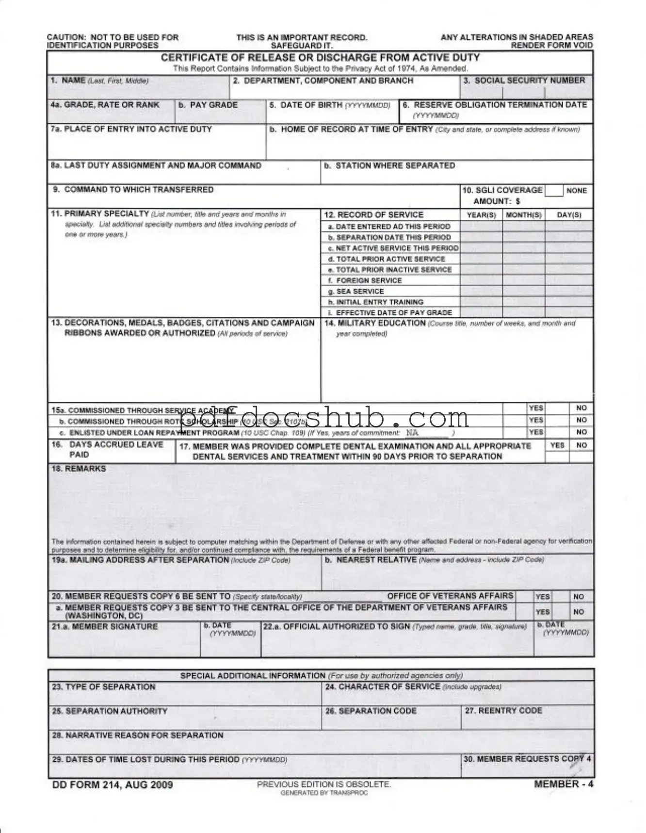 Dd 214 Template