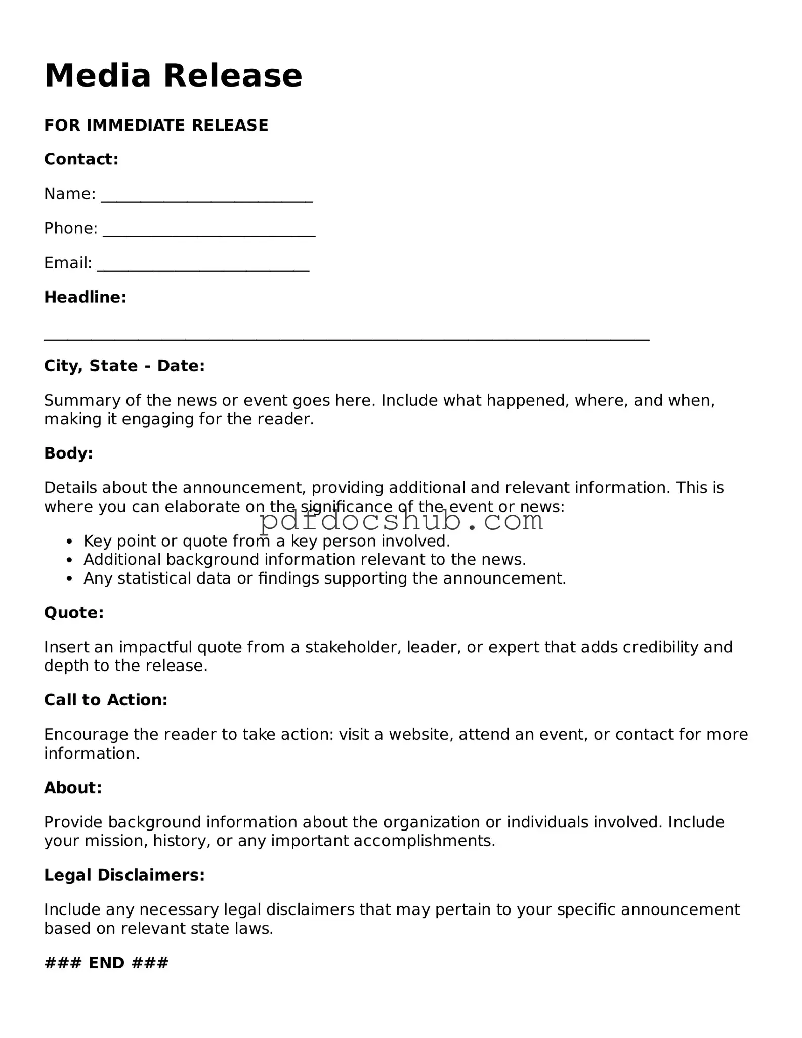 Legal Media Release Template