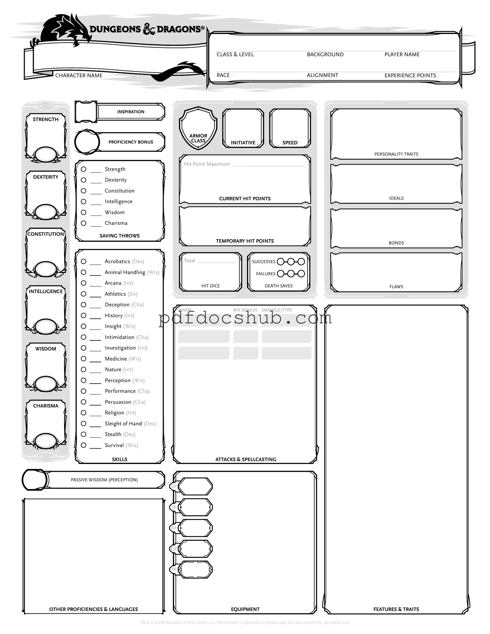 Dnd Character Sheet Template