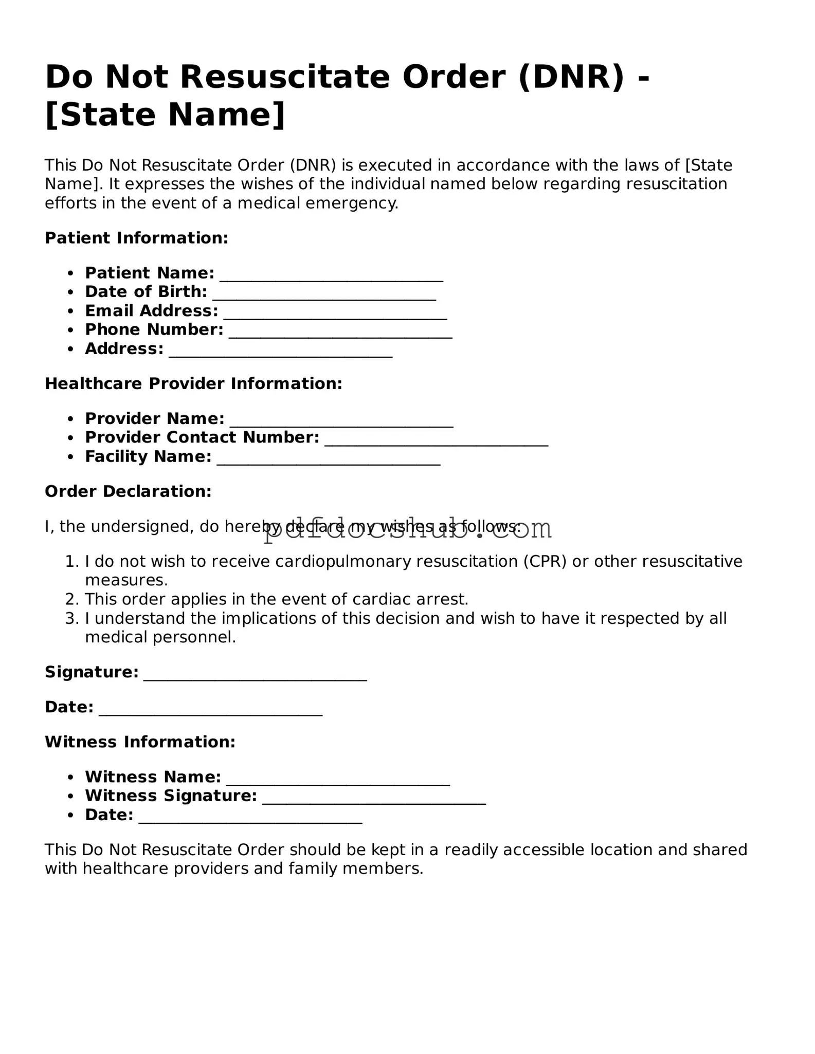 Legal Do Not Resuscitate Order Template