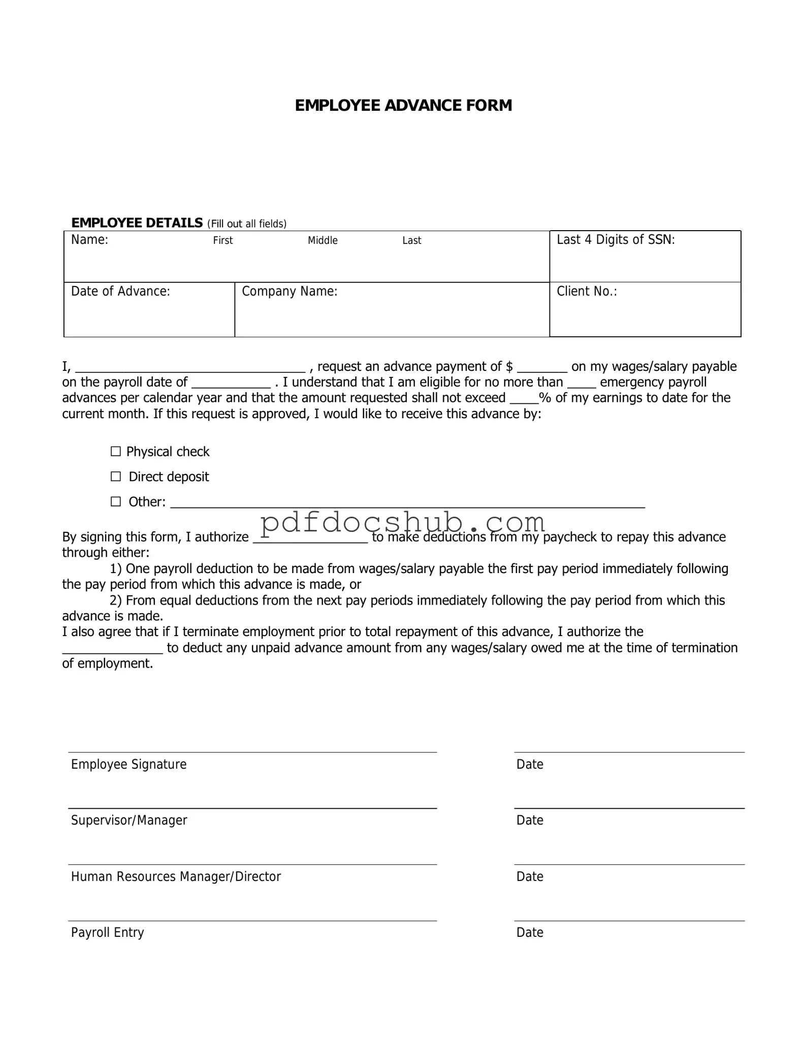 Employee Advance Template
