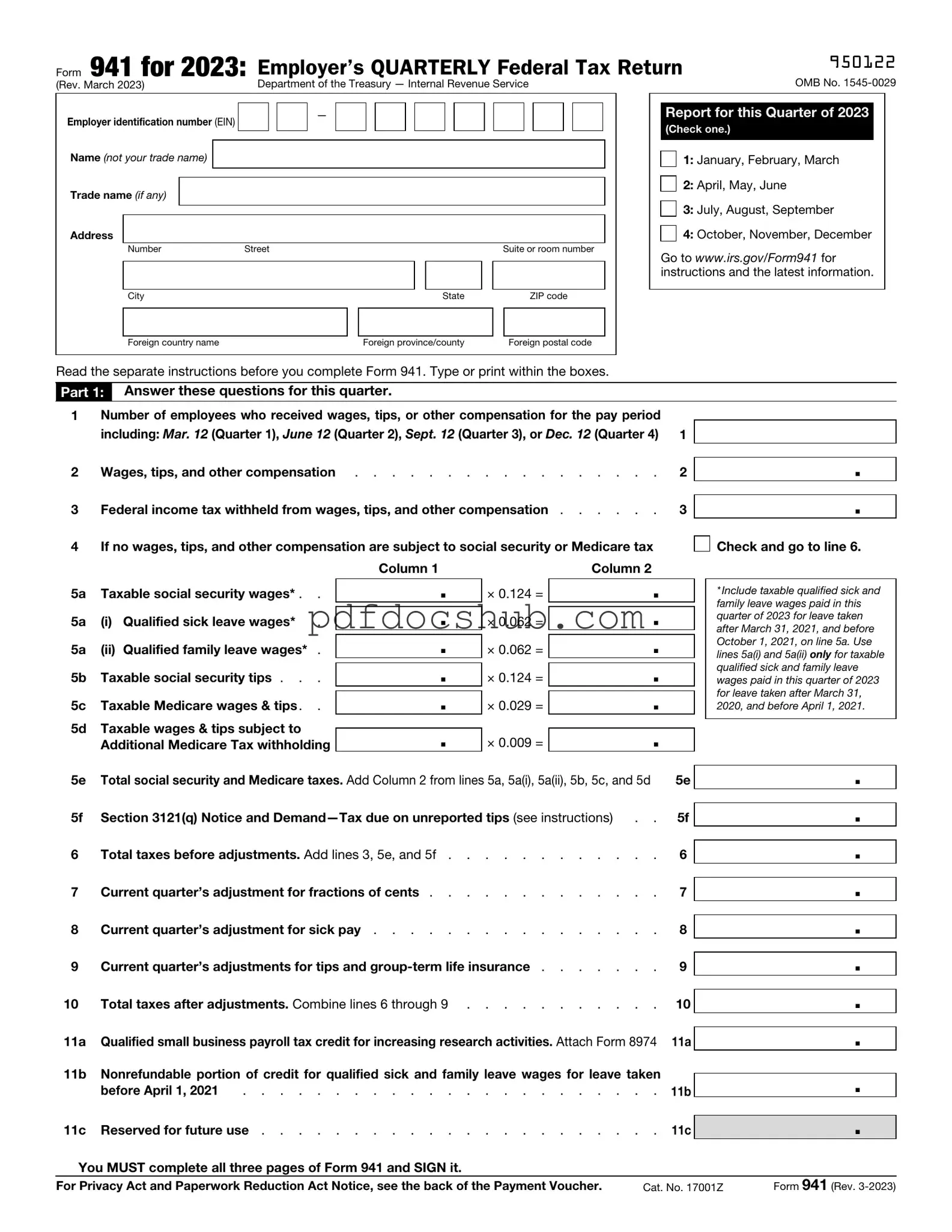 IRS 941 Template