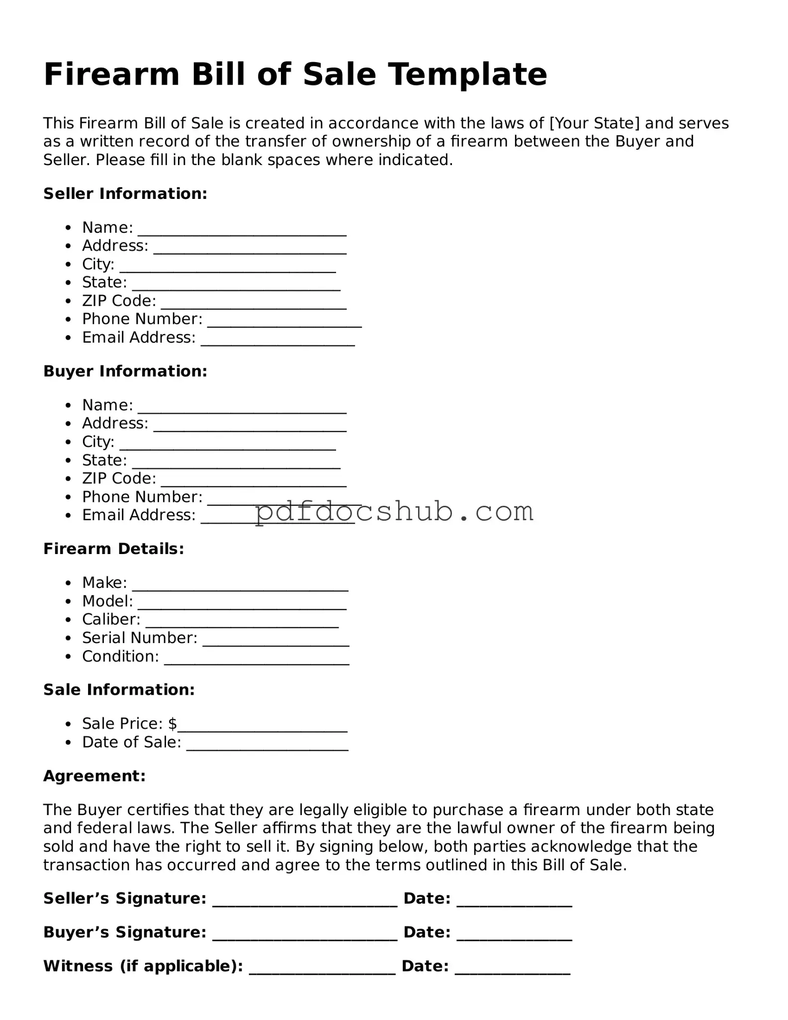 Legal Firearm Bill of Sale Template