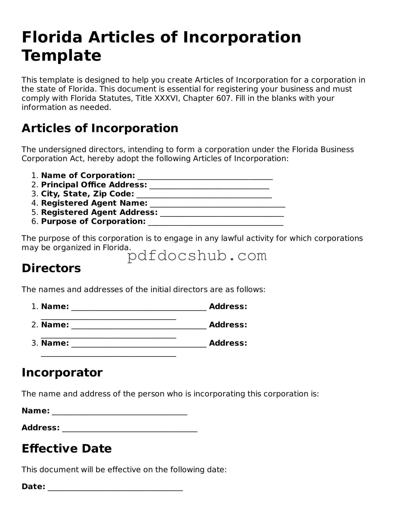 Attorney-Approved Florida Articles of Incorporation Form