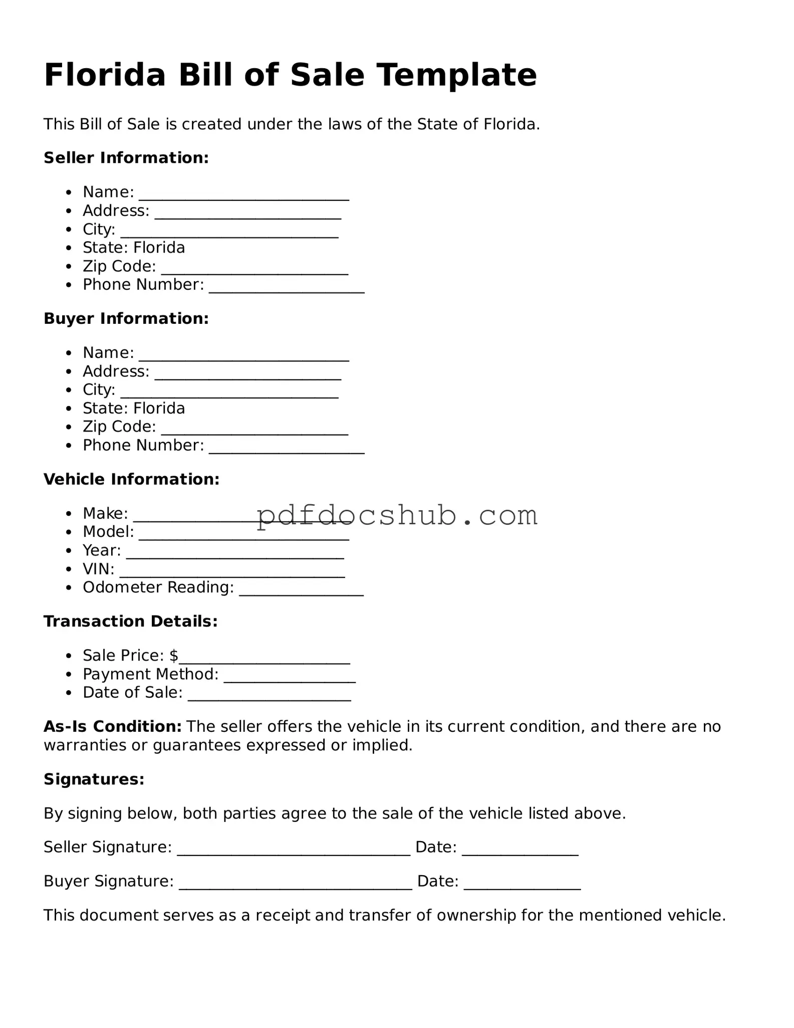 Attorney-Approved Florida Bill of Sale Form