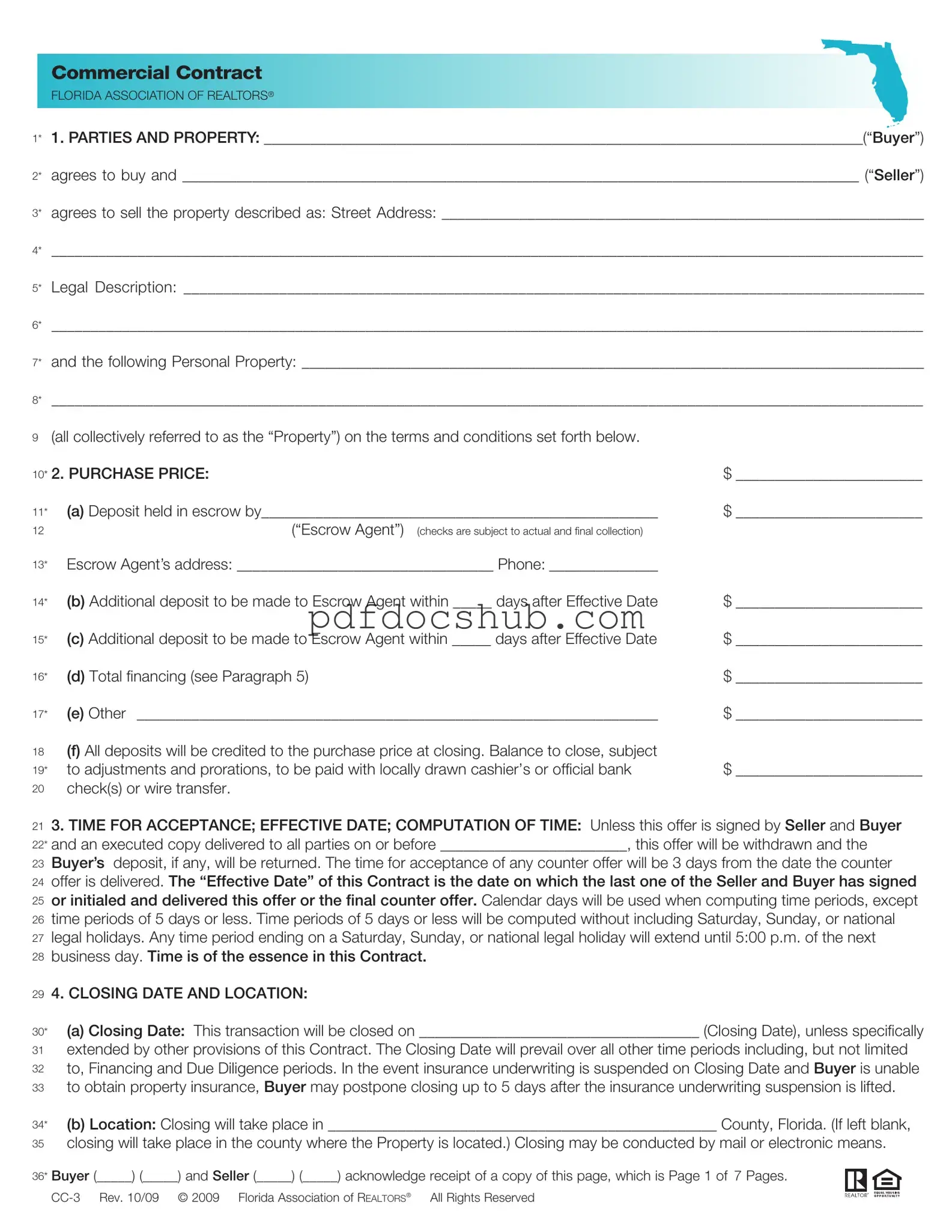 Florida Commercial Contract Template