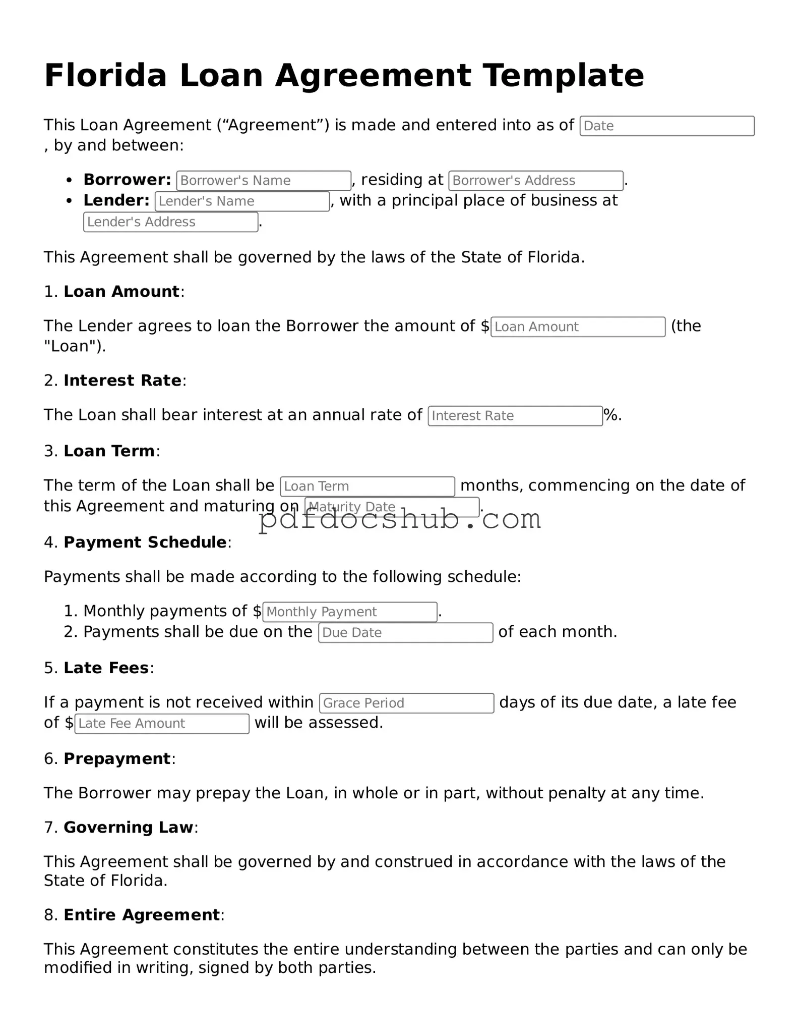 Attorney-Approved Florida Loan Agreement Form