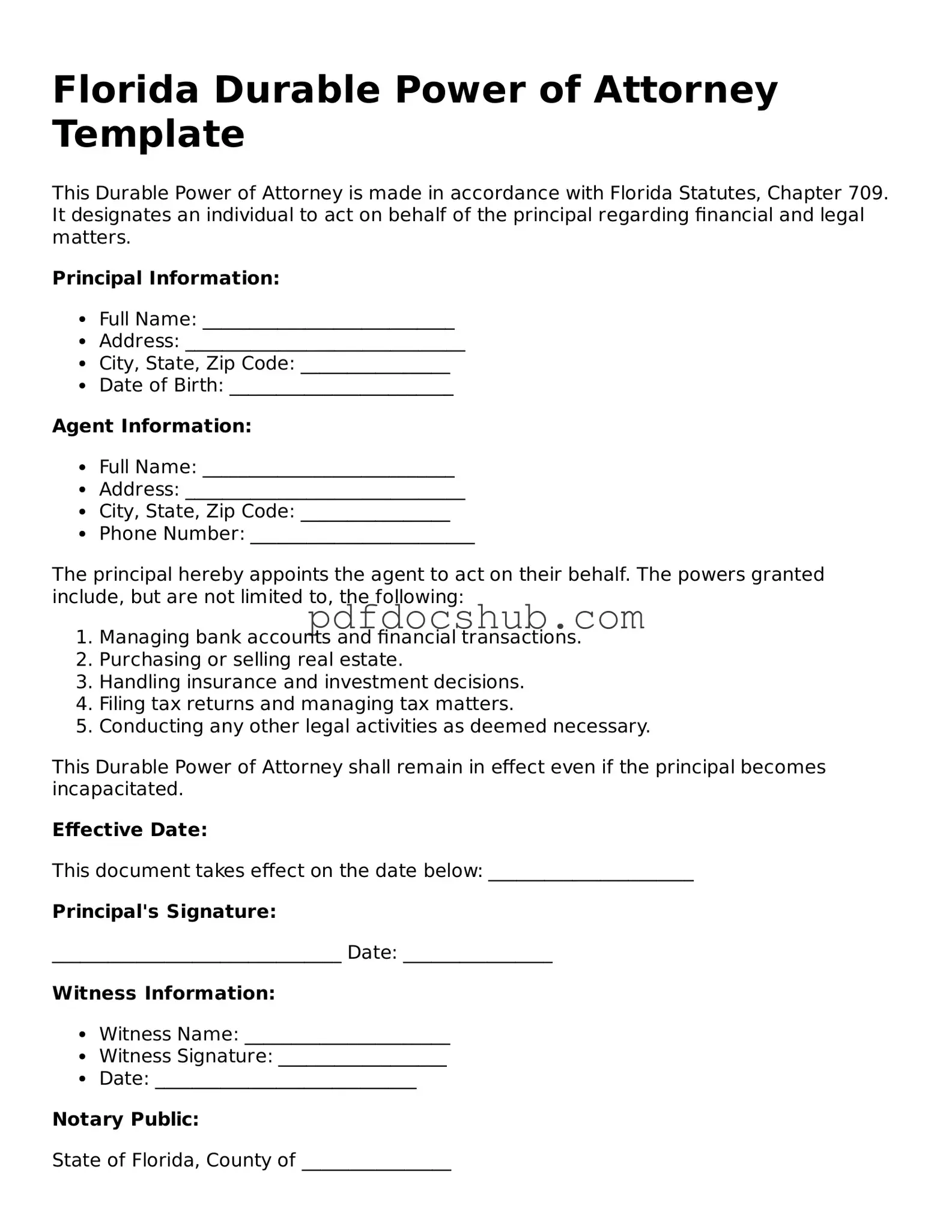 Attorney-Approved Florida Durable Power of Attorney Form