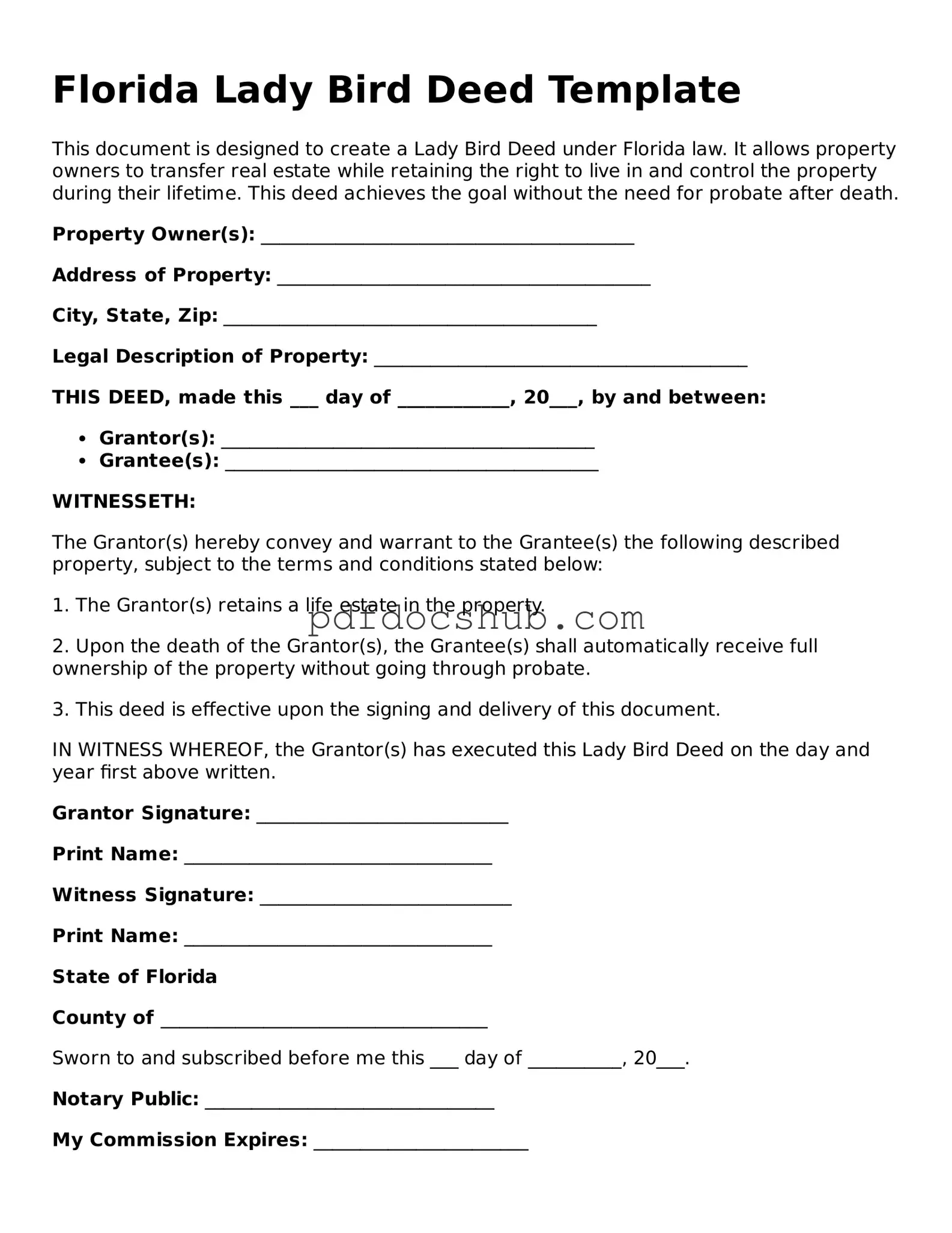 Attorney-Approved Florida Lady Bird Deed Form