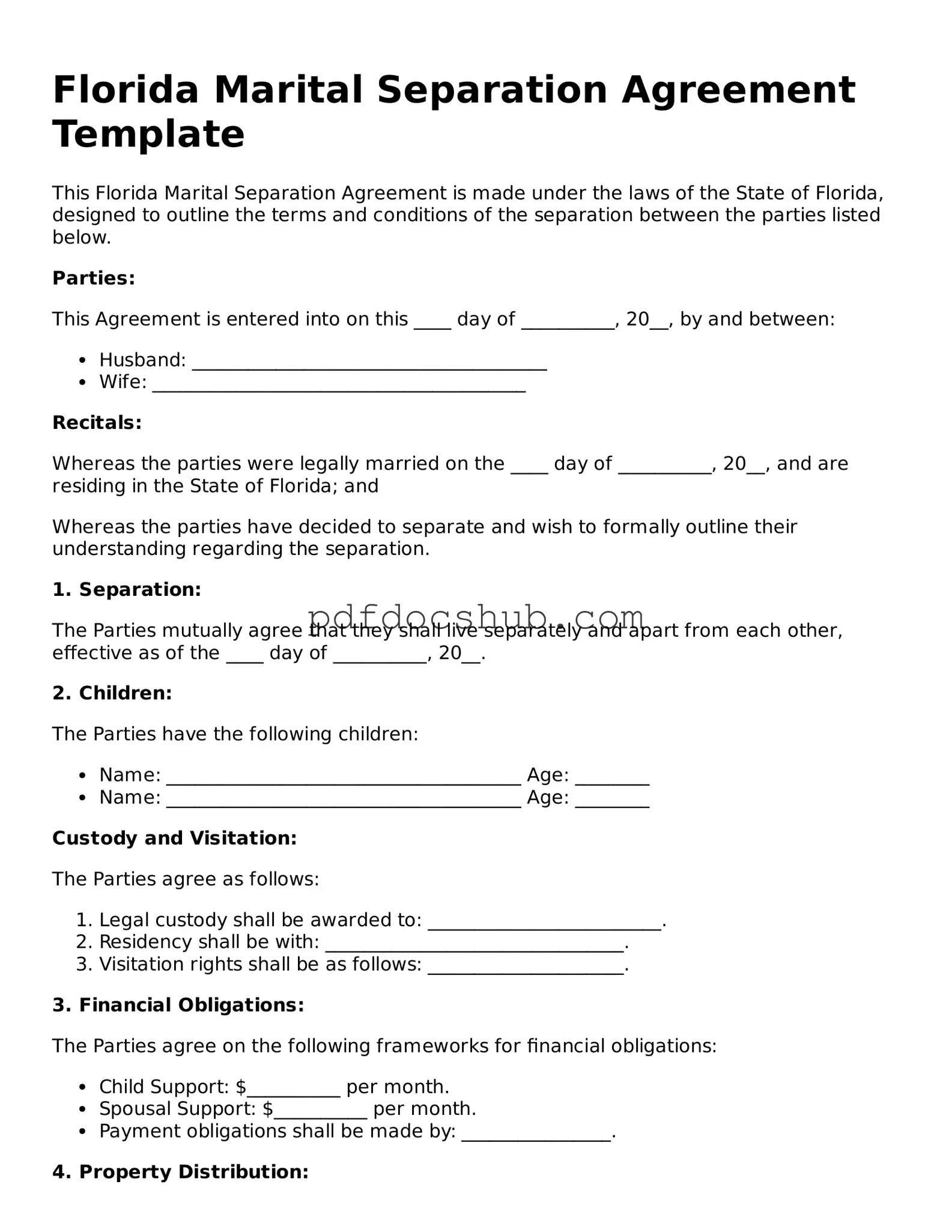 Attorney-Approved Florida Marital Separation Agreement Form