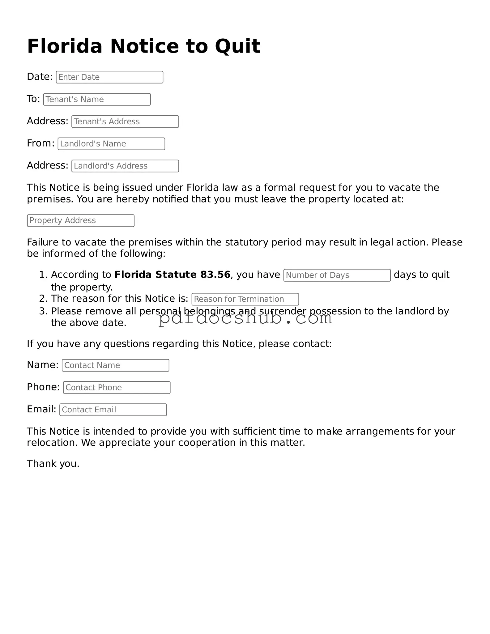 Attorney-Approved Florida Notice to Quit Form