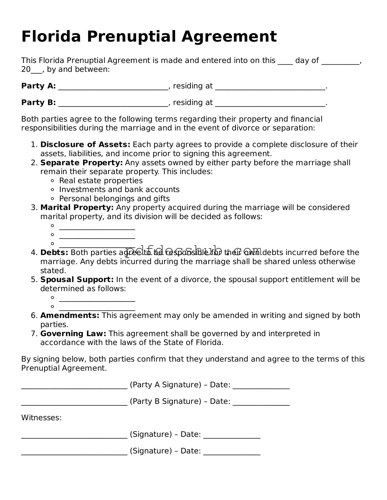 Attorney-Approved Florida Prenuptial Agreement Form
