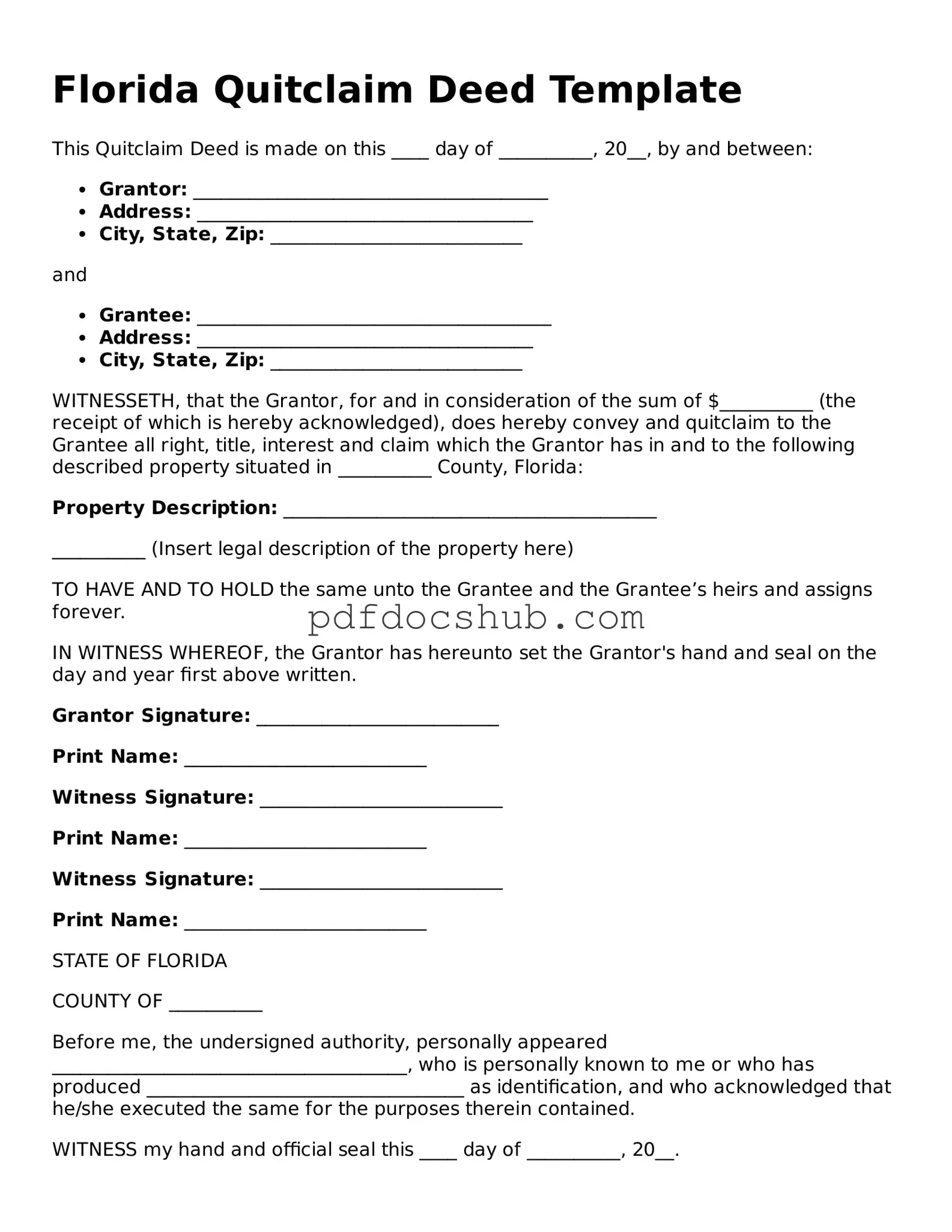 Attorney-Approved Florida Quitclaim Deed Form