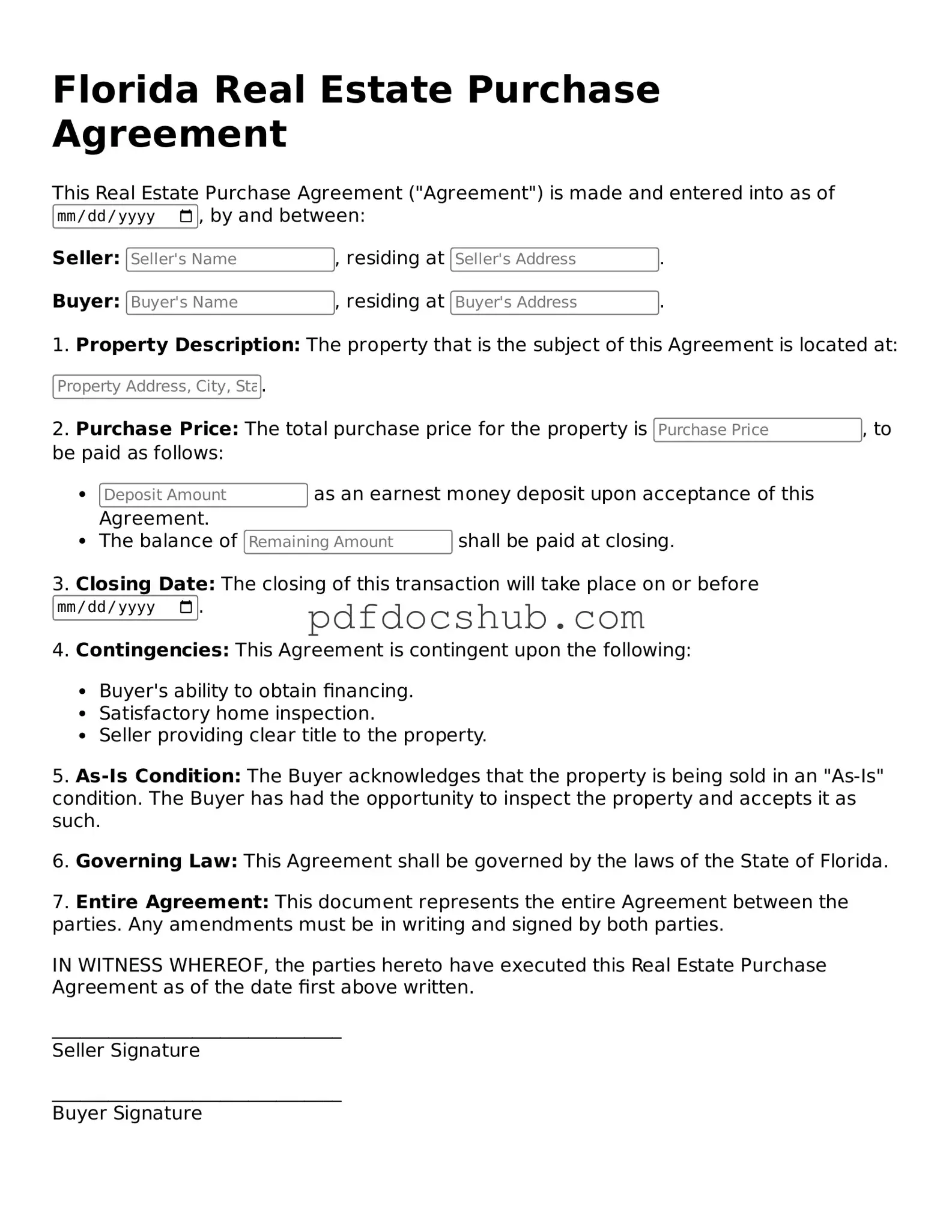 Attorney-Approved Florida Real Estate Purchase Agreement Form