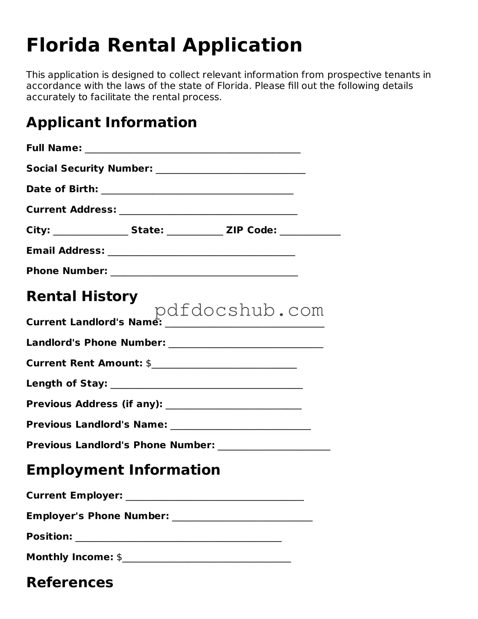 Attorney-Approved Florida Rental Application Form