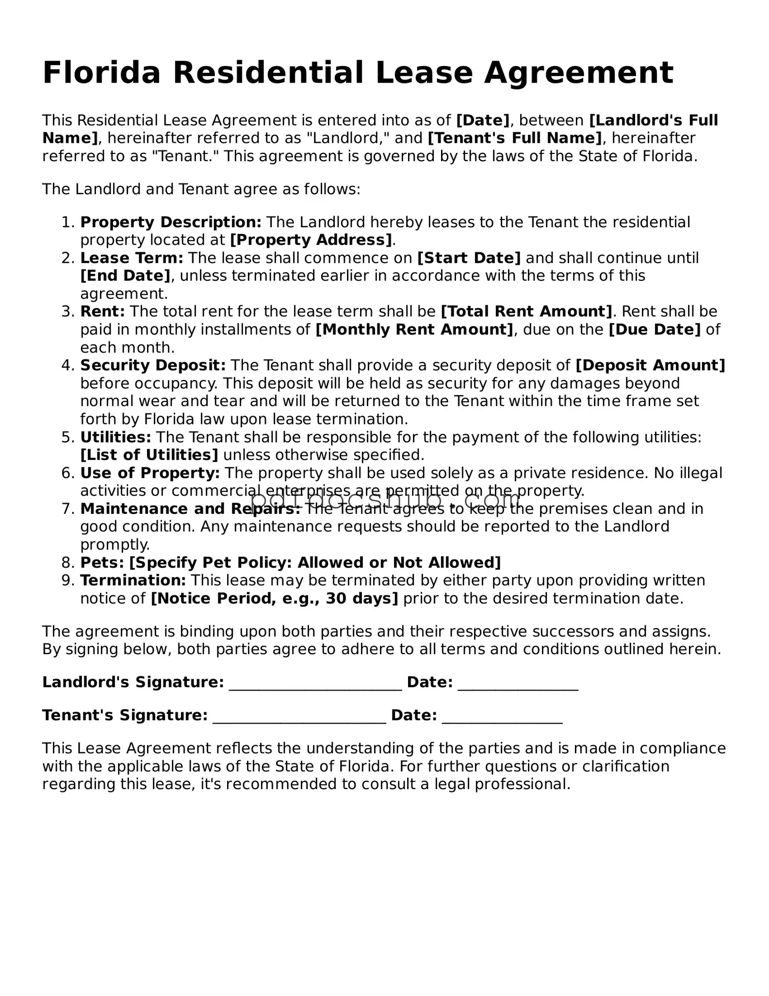 Attorney-Approved Florida Residential Lease Agreement Form