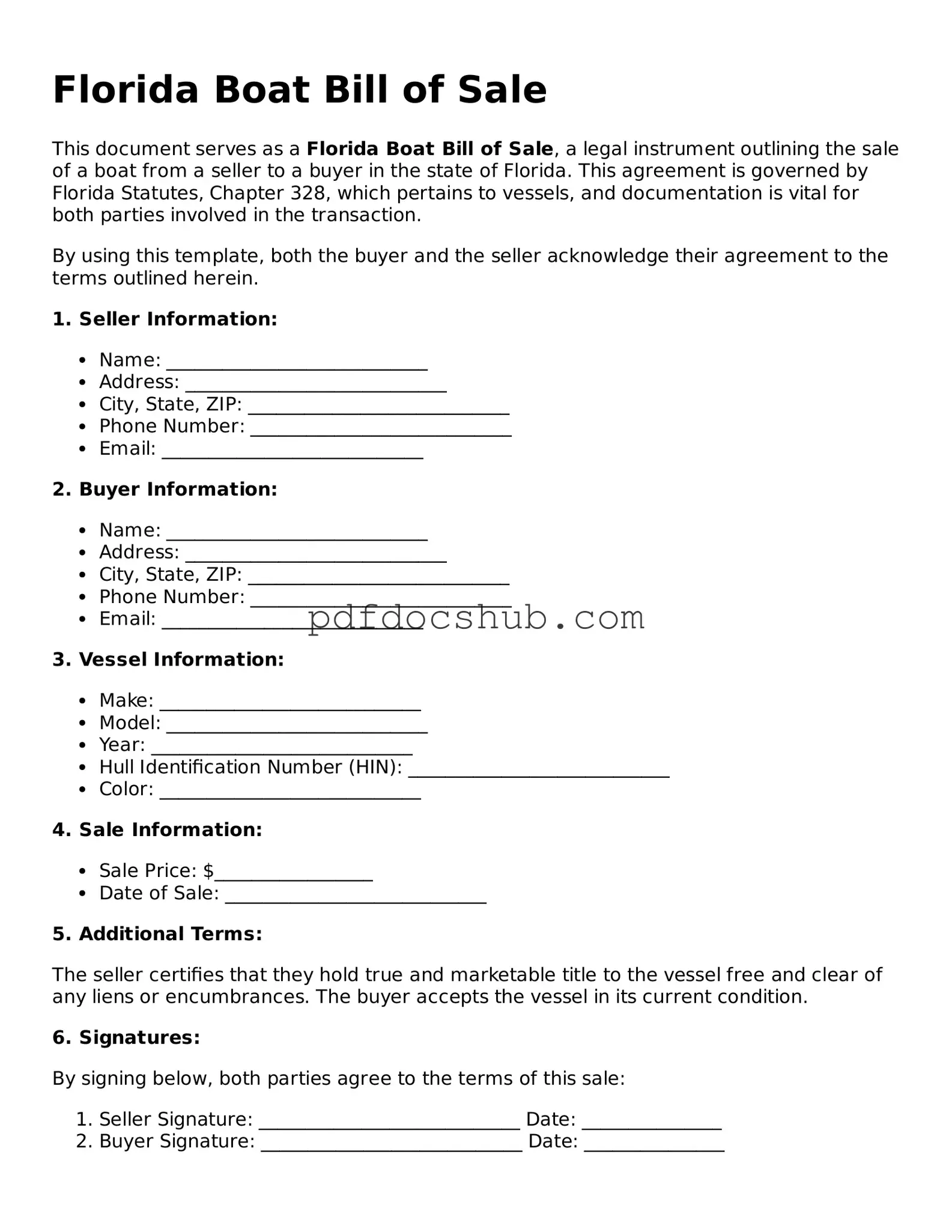 Attorney-Approved Florida Boat Bill of Sale Form