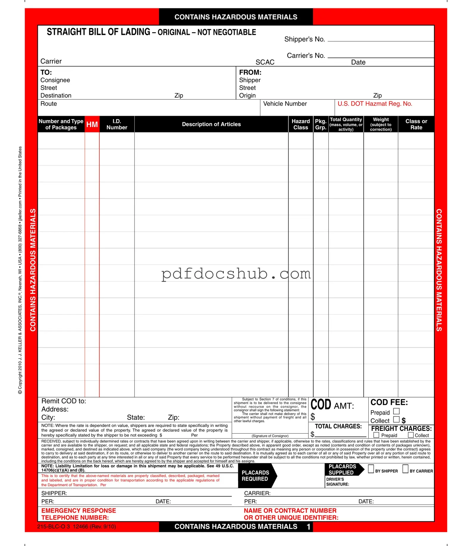 Hazard Bill Of Ladden Template