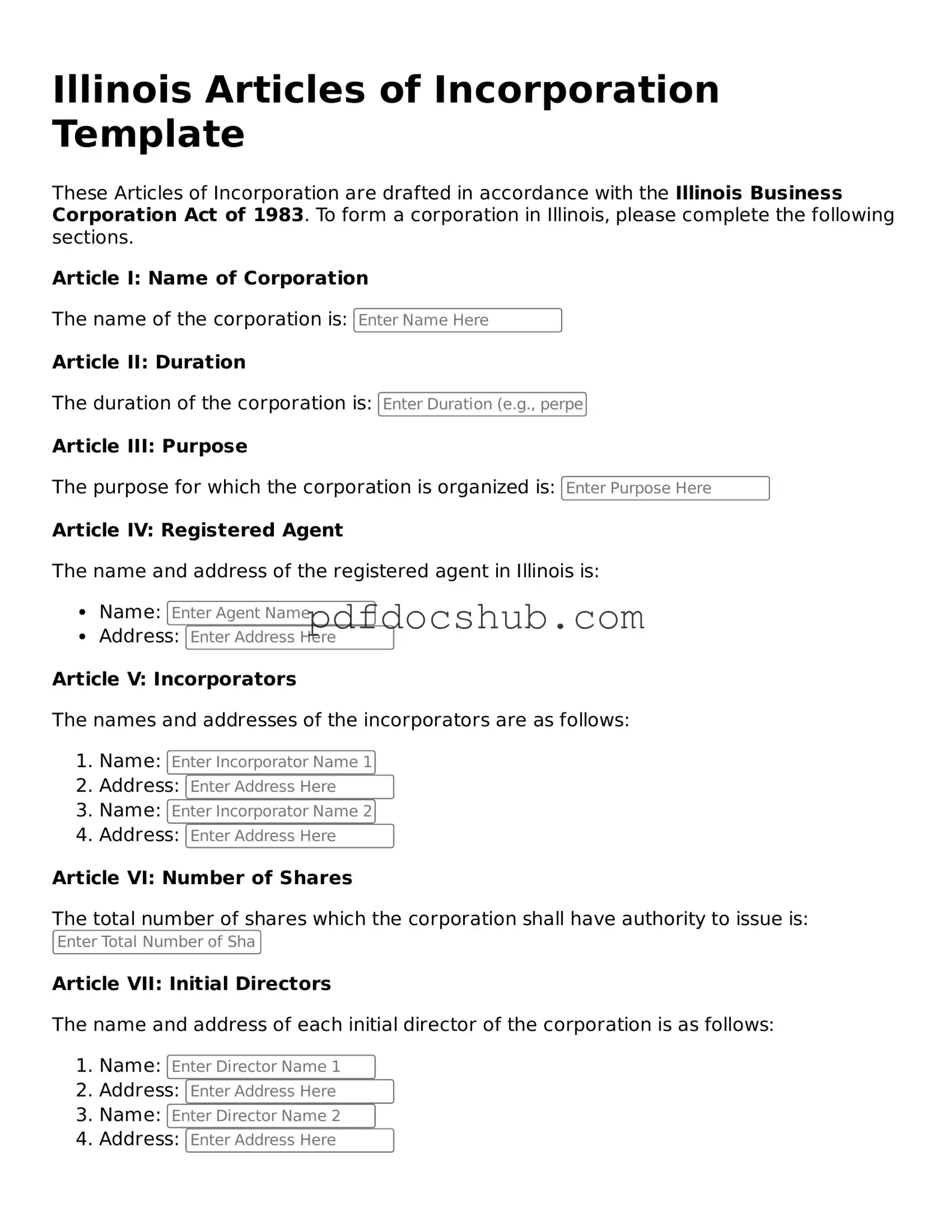 Attorney-Approved Illinois Articles of Incorporation Form