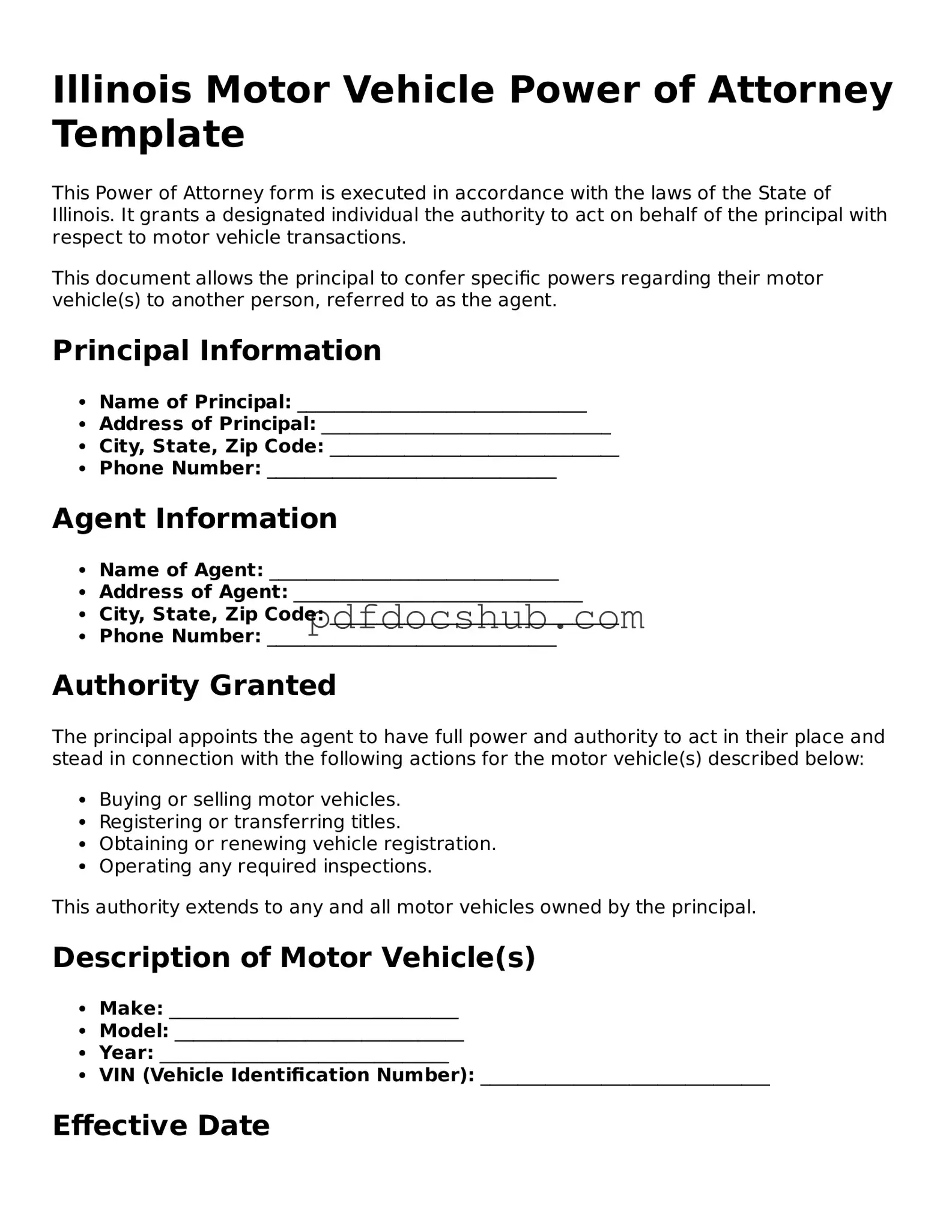 Attorney-Approved Illinois Motor Vehicle Power of Attorney Form