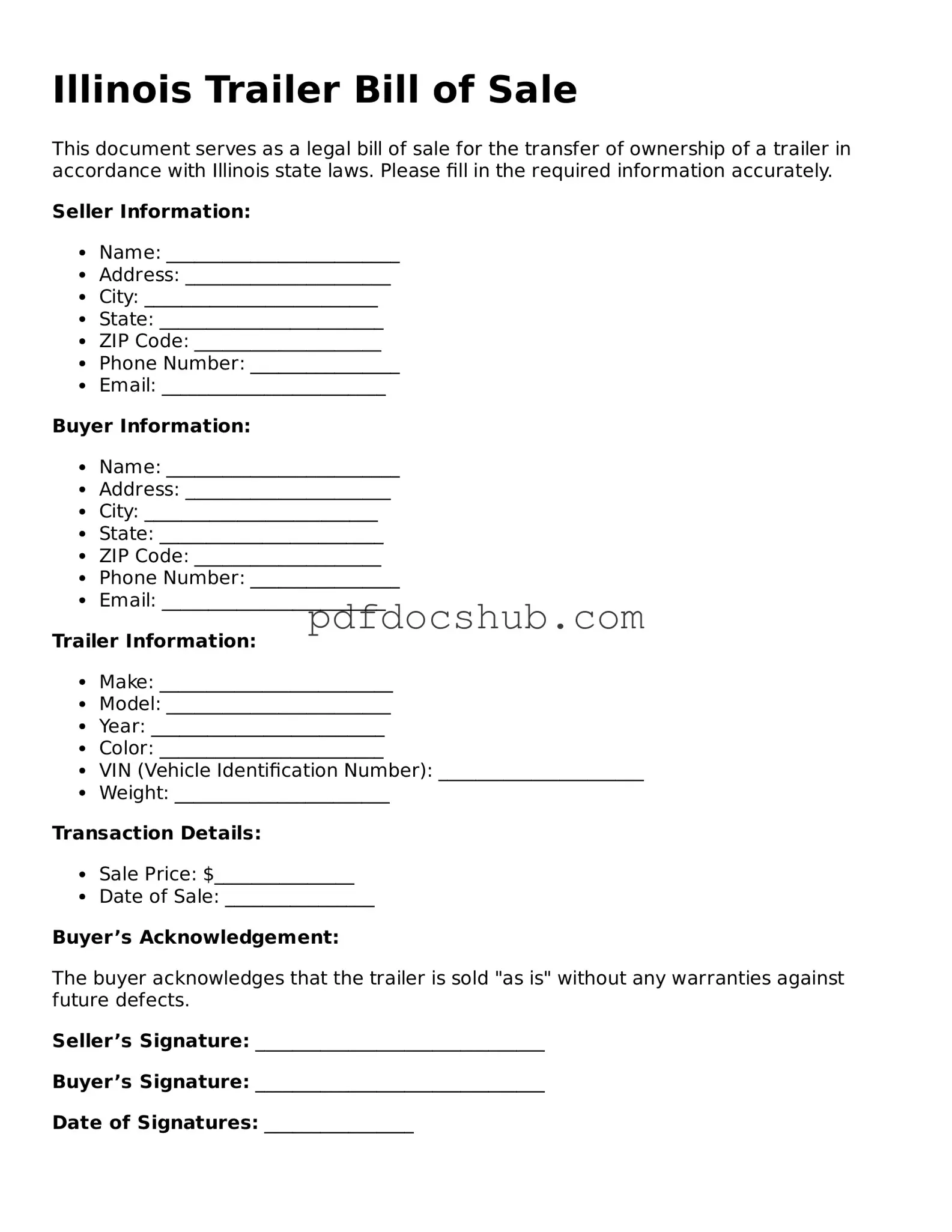 Attorney-Approved Illinois Trailer Bill of Sale Form
