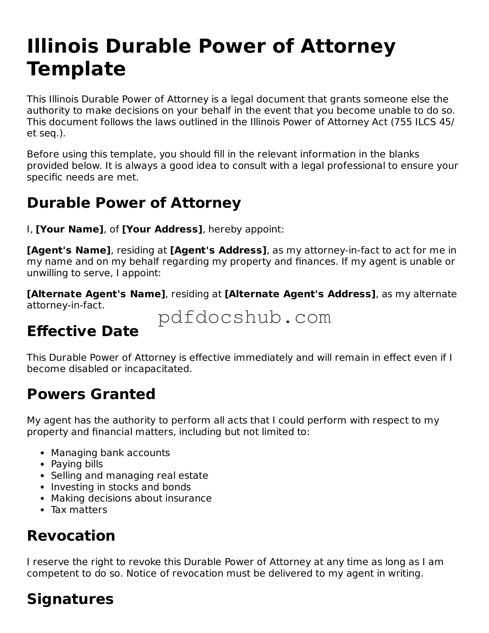 Attorney-Approved Illinois Durable Power of Attorney Form