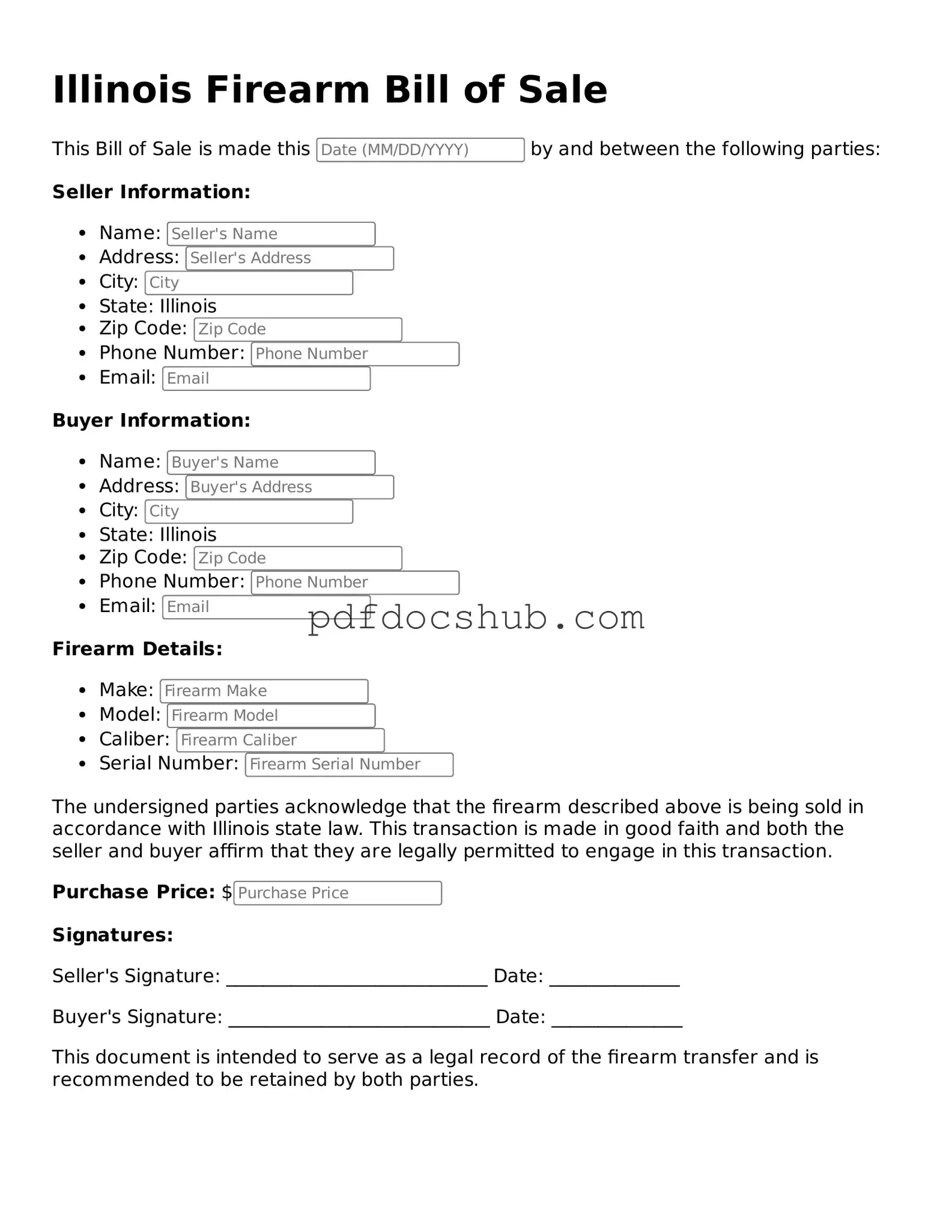 Attorney-Approved Illinois Firearm Bill of Sale Form