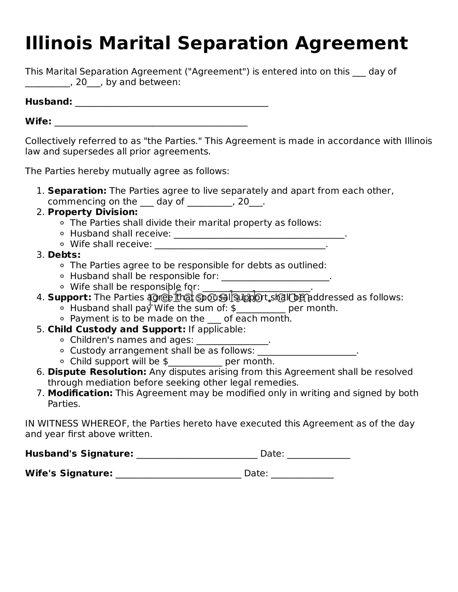 Attorney-Approved Illinois Marital Separation Agreement Form