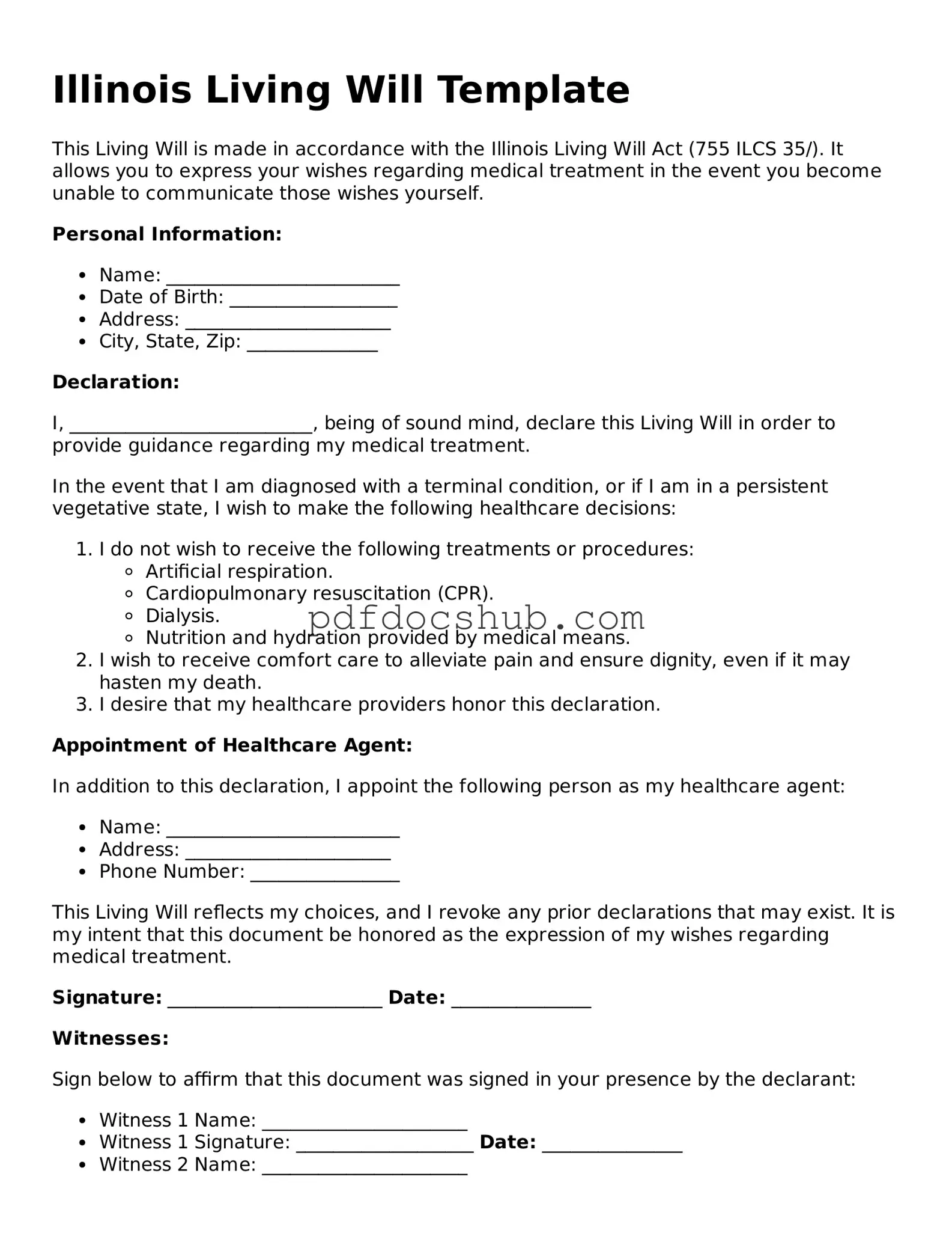 Attorney-Approved Illinois Living Will Form