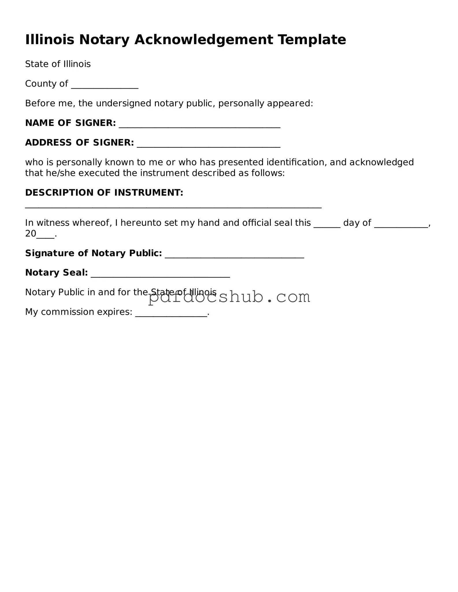 Attorney-Approved Illinois Notary Acknowledgement Form