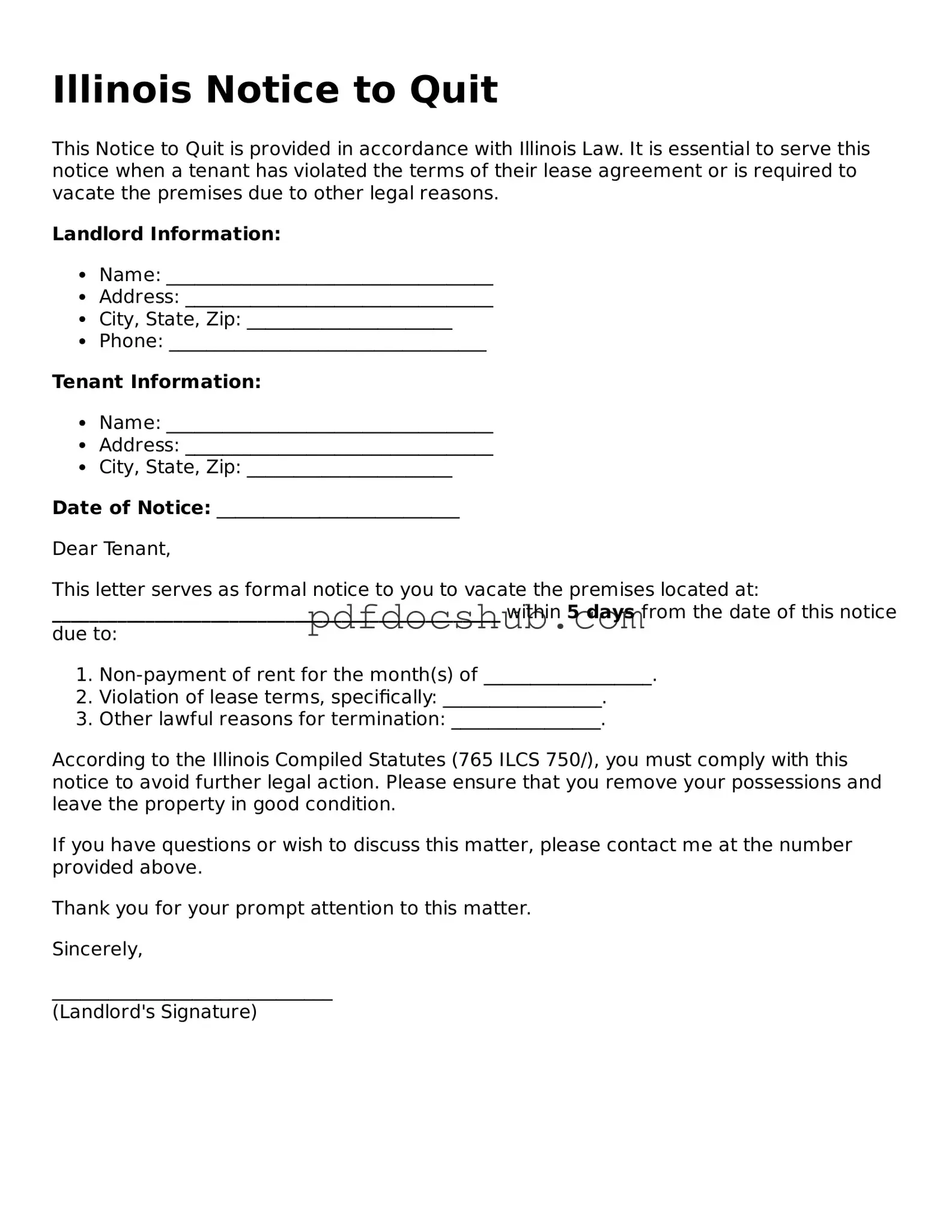 Attorney-Approved Illinois Notice to Quit Form