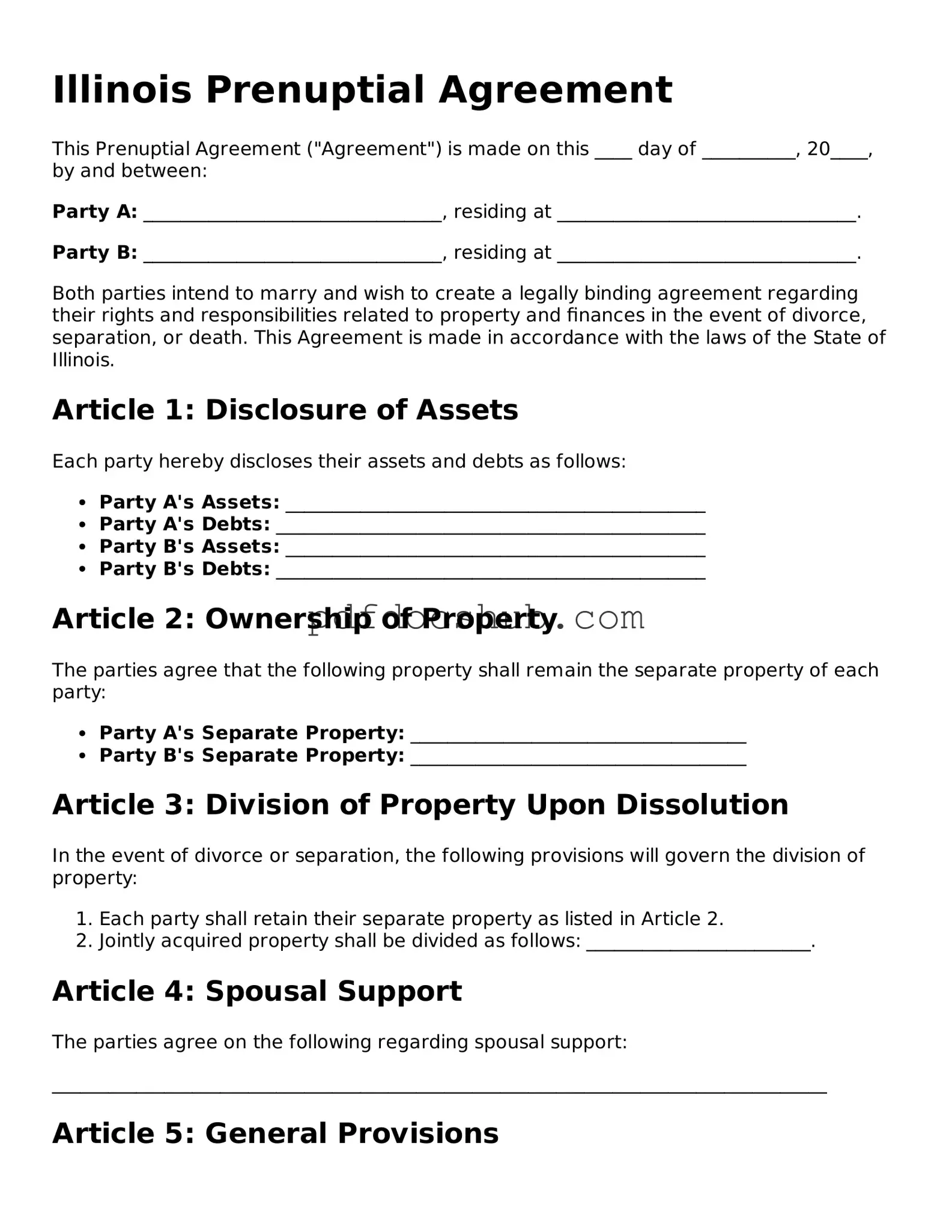 Attorney-Approved Illinois Prenuptial Agreement Form