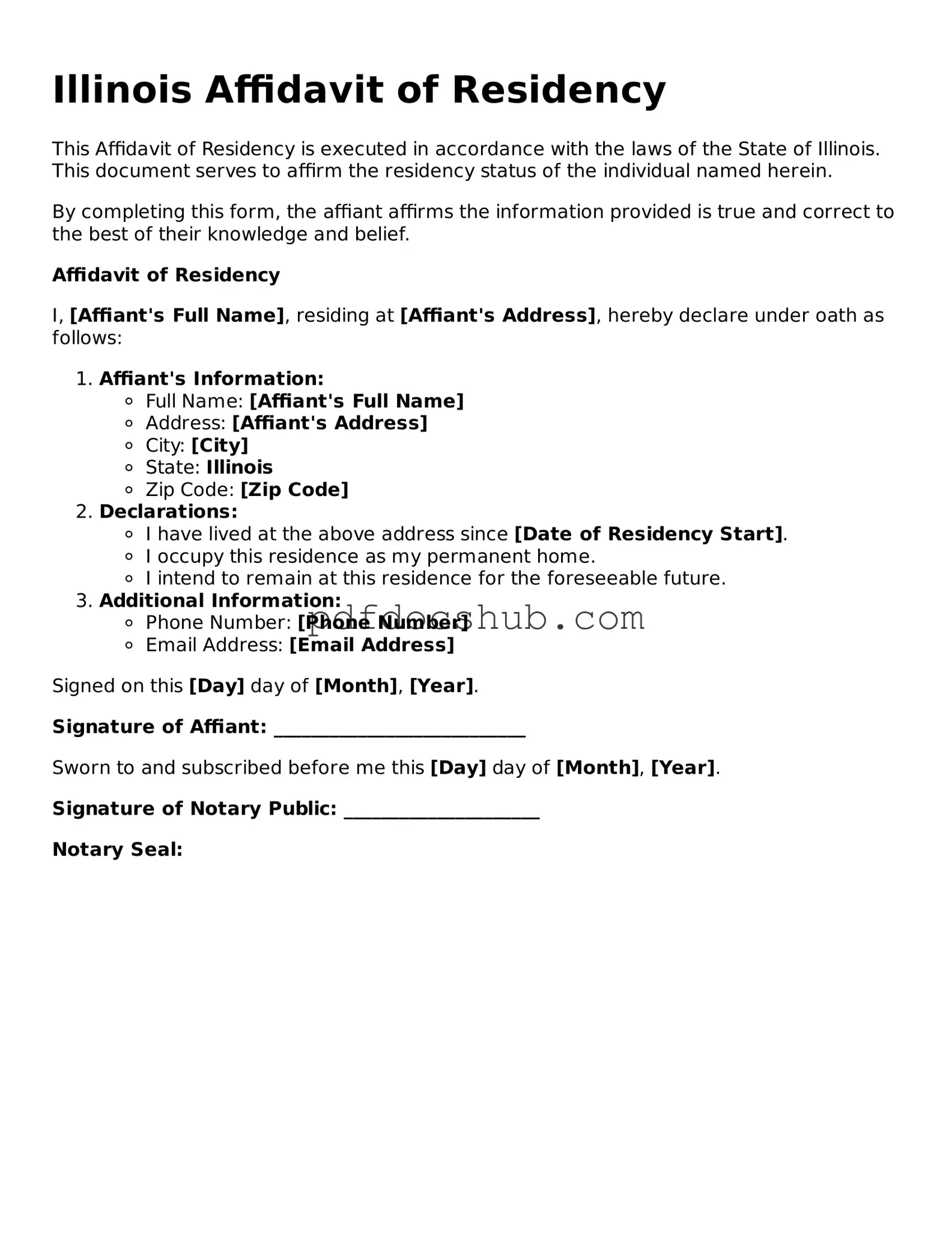 Attorney-Approved Illinois Affidavit of Residency Form
