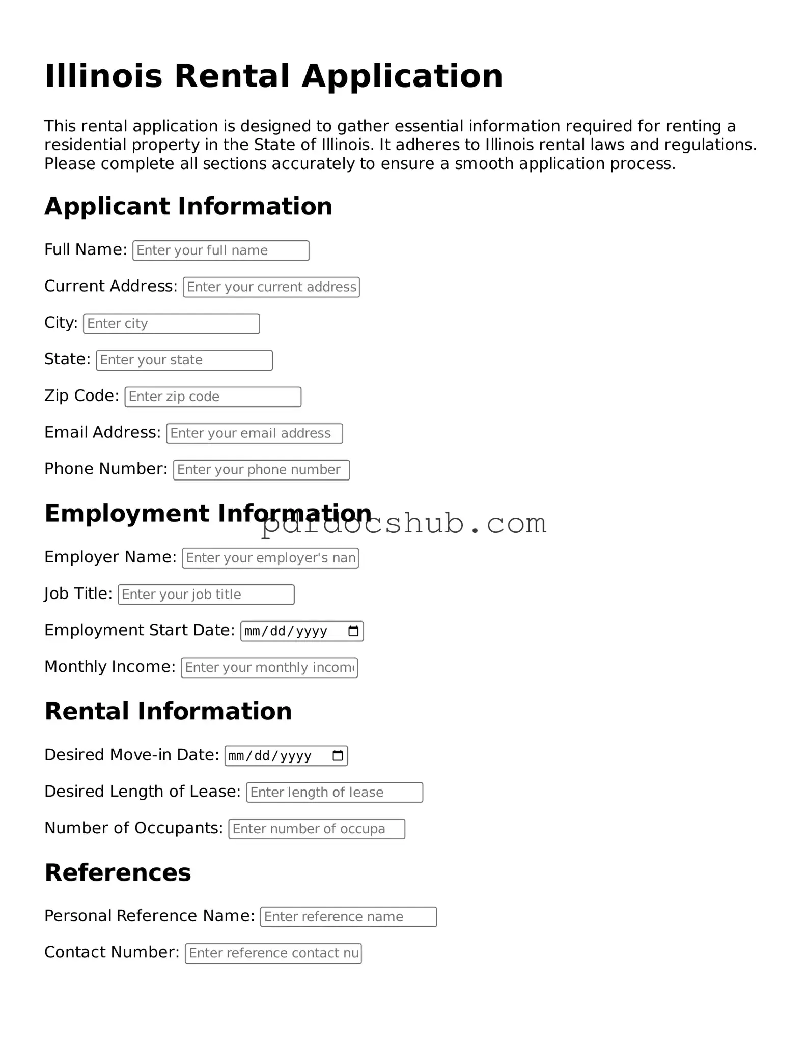 Attorney-Approved Illinois Rental Application Form