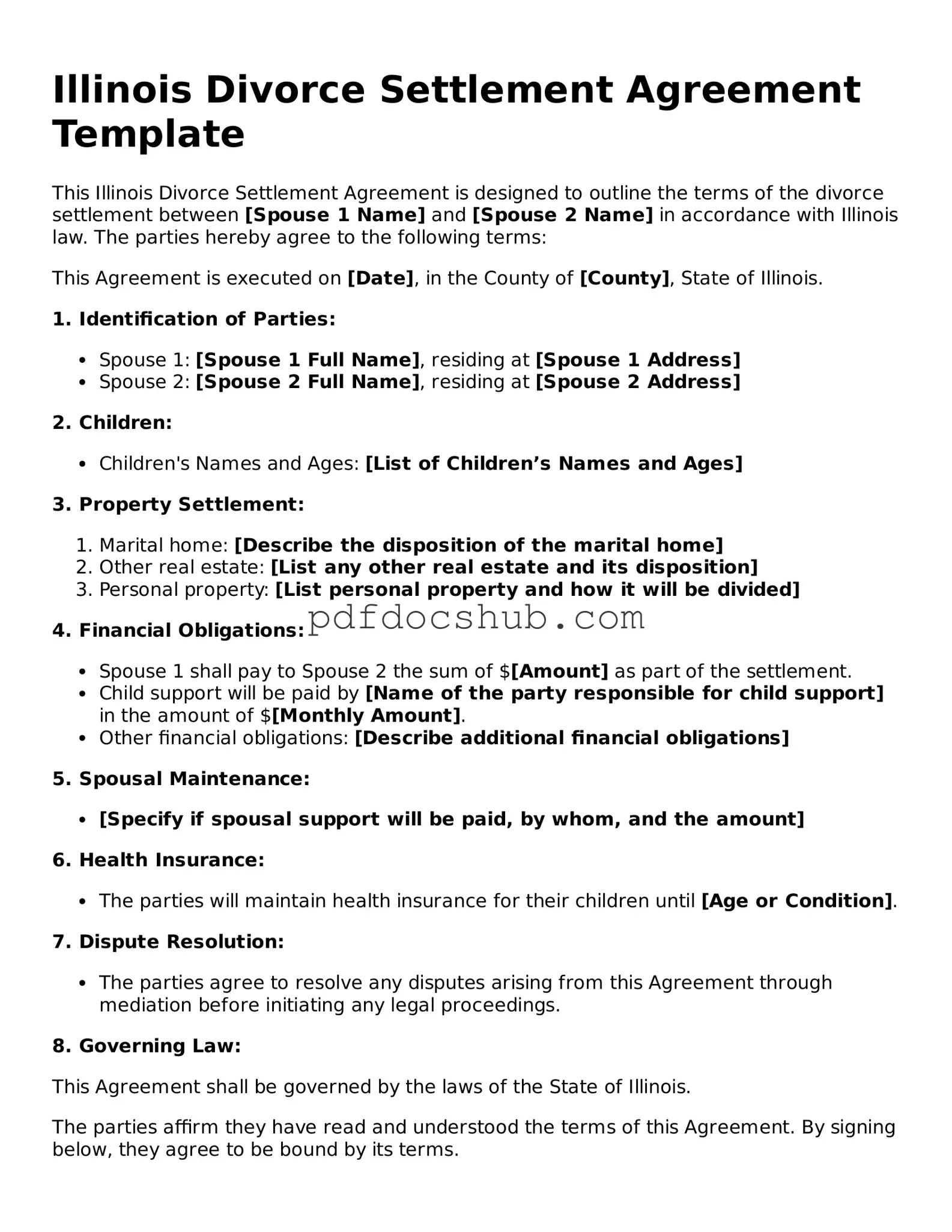 Attorney-Approved Illinois Divorce Settlement Agreement Form