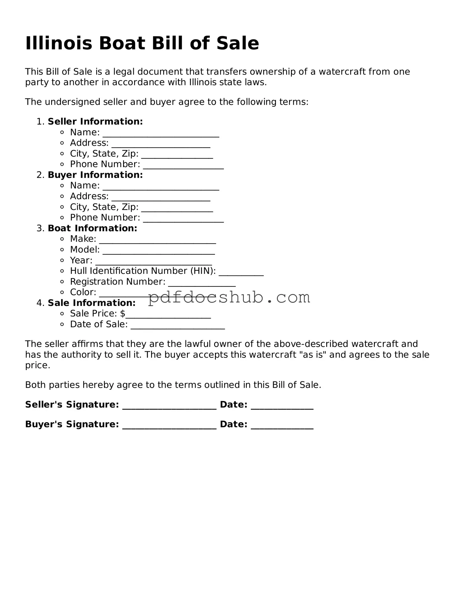 Attorney-Approved Illinois Boat Bill of Sale Form