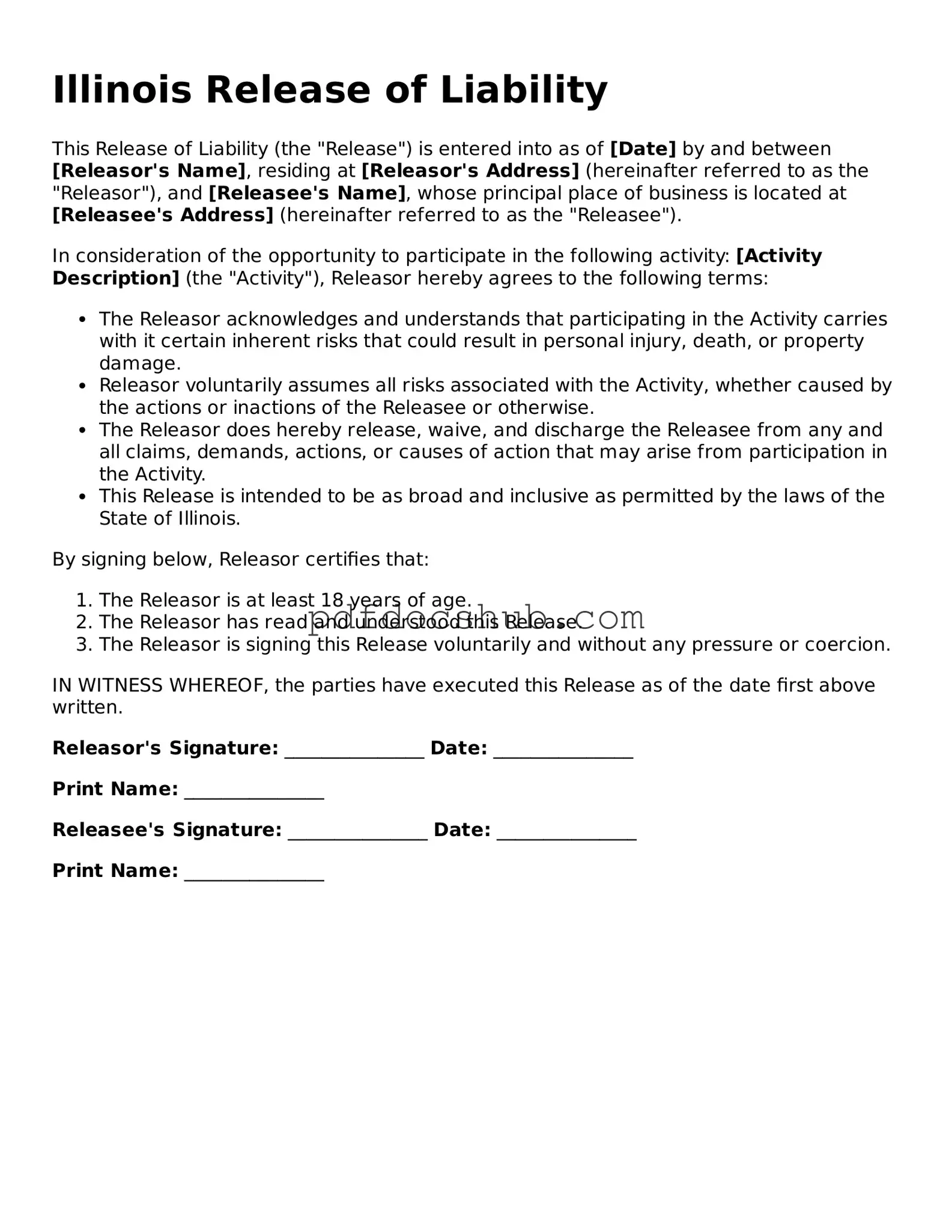Attorney-Approved Illinois Release of Liability Form