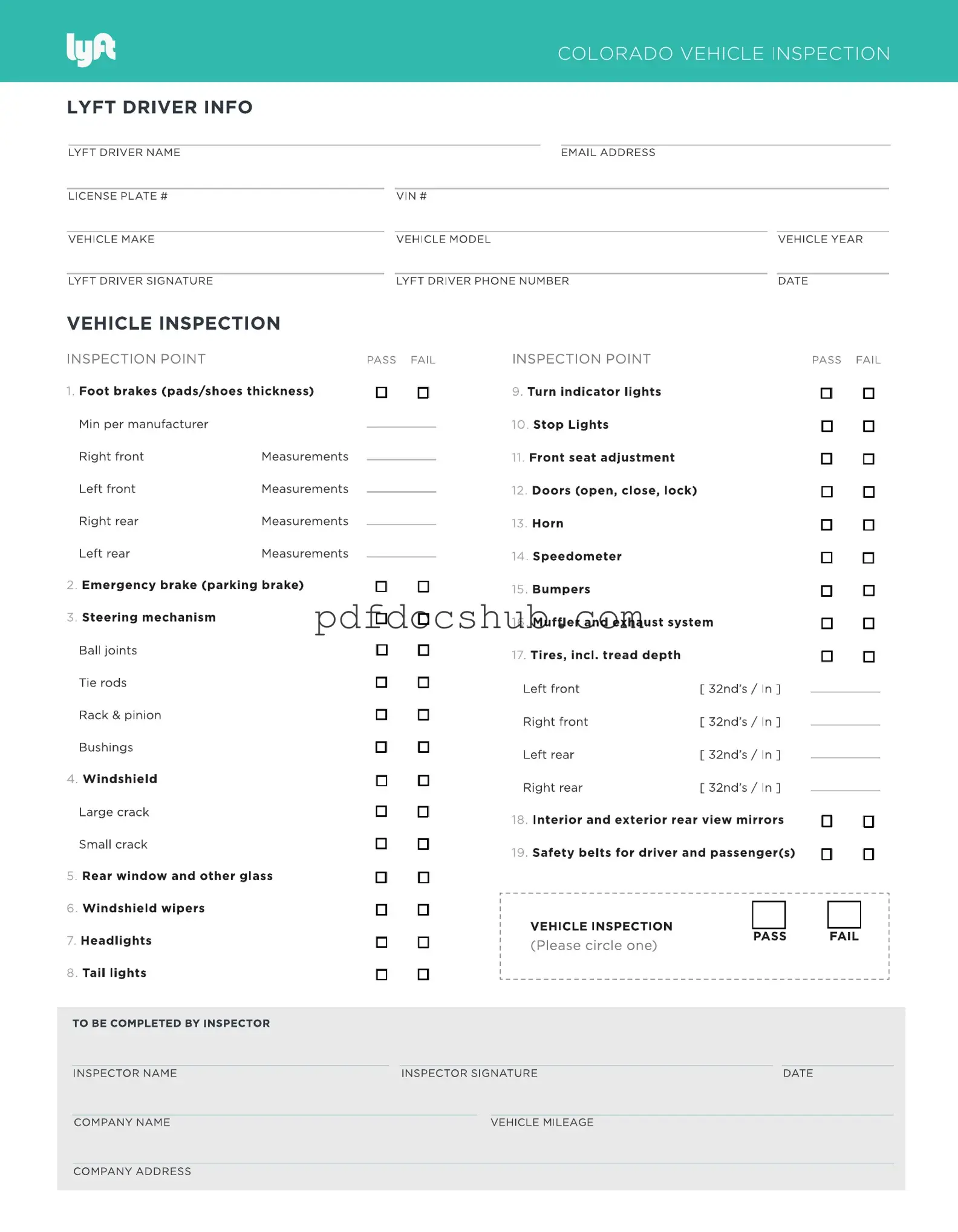 Lyft Inspection Template