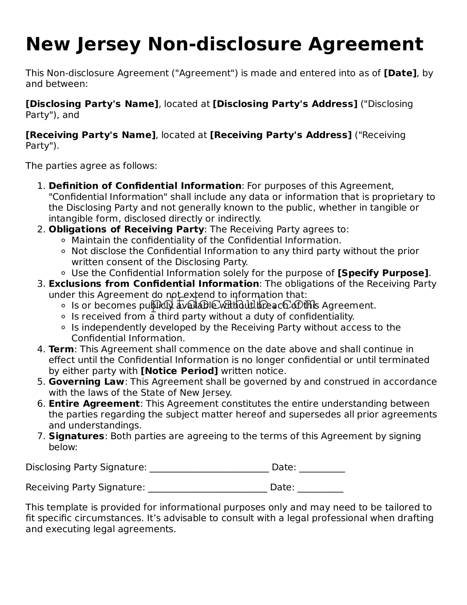 Attorney-Approved New Jersey Non-disclosure Agreement Form